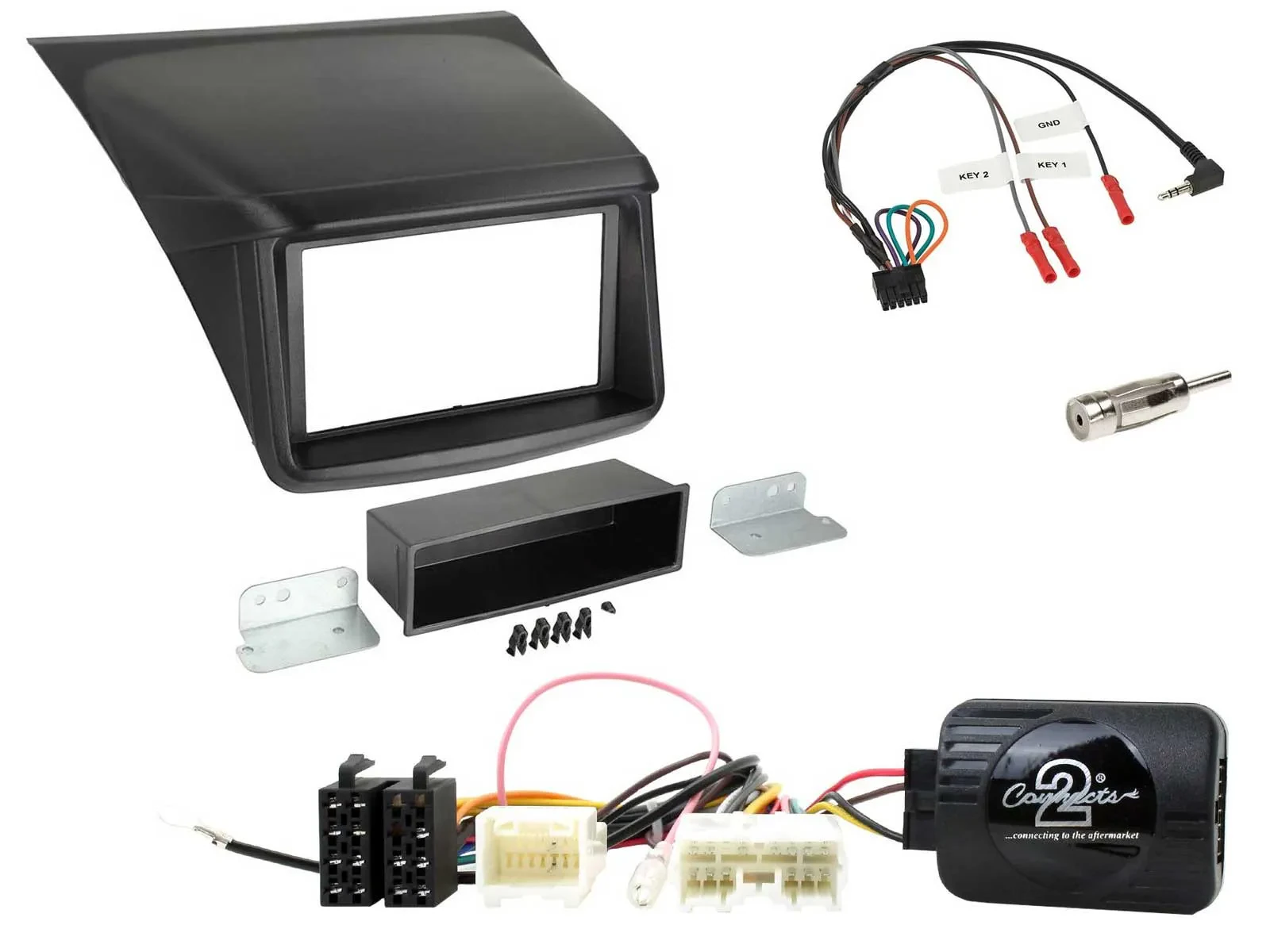 Einbauset Lenkradadapter Doppel DIN Autoradio für Mitsubishi L200 2010-2015