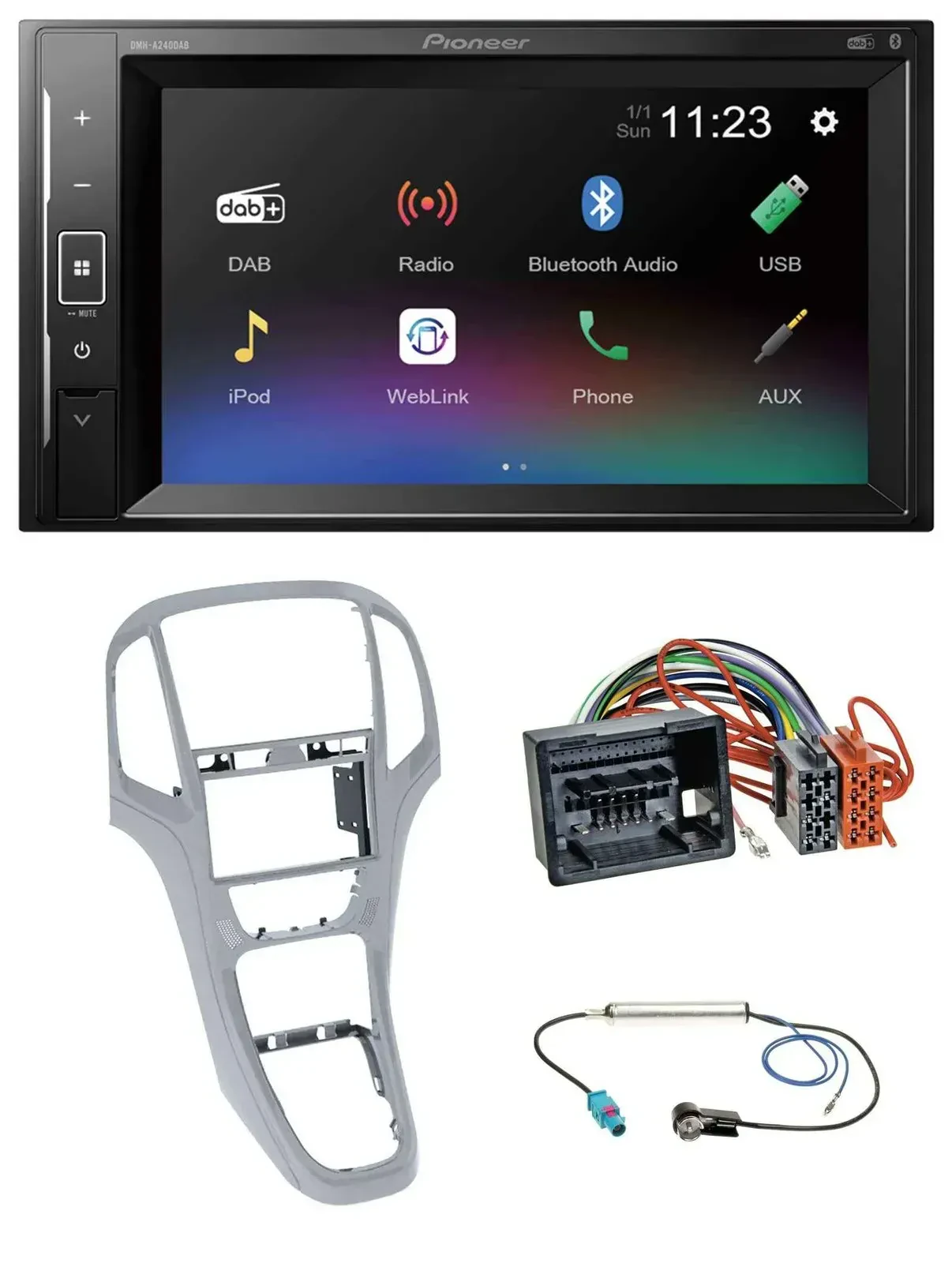 Автомагнитола Pioneer 2DIN DAB MP3 Bluetooth USB для Opel Astra J (с 2009), платиново-серебристая
