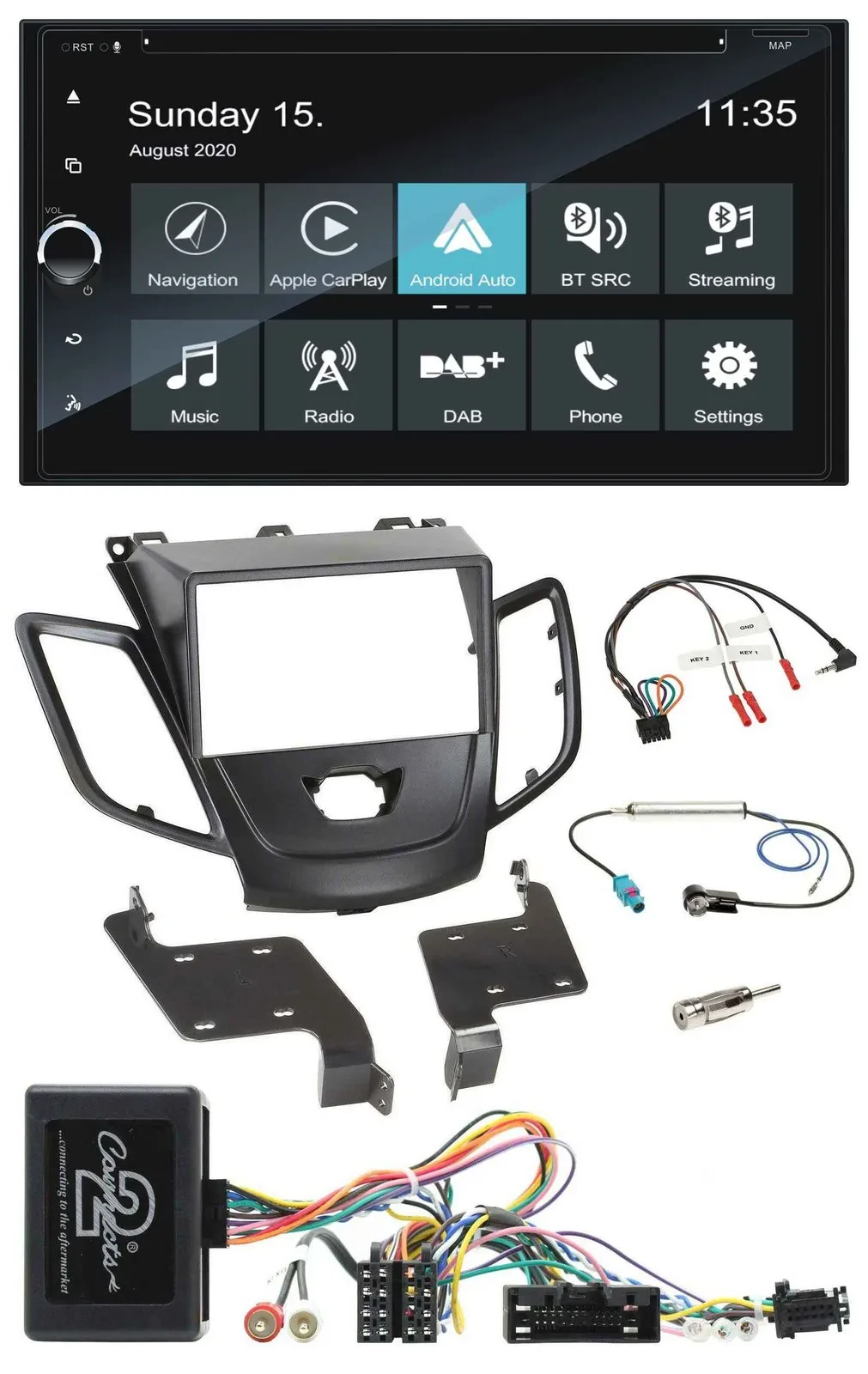 Blaupunkt 2DIN Lenkrad TMC Bluetooth USB DAB Navigation für Ford Fiesta 10-13 sc