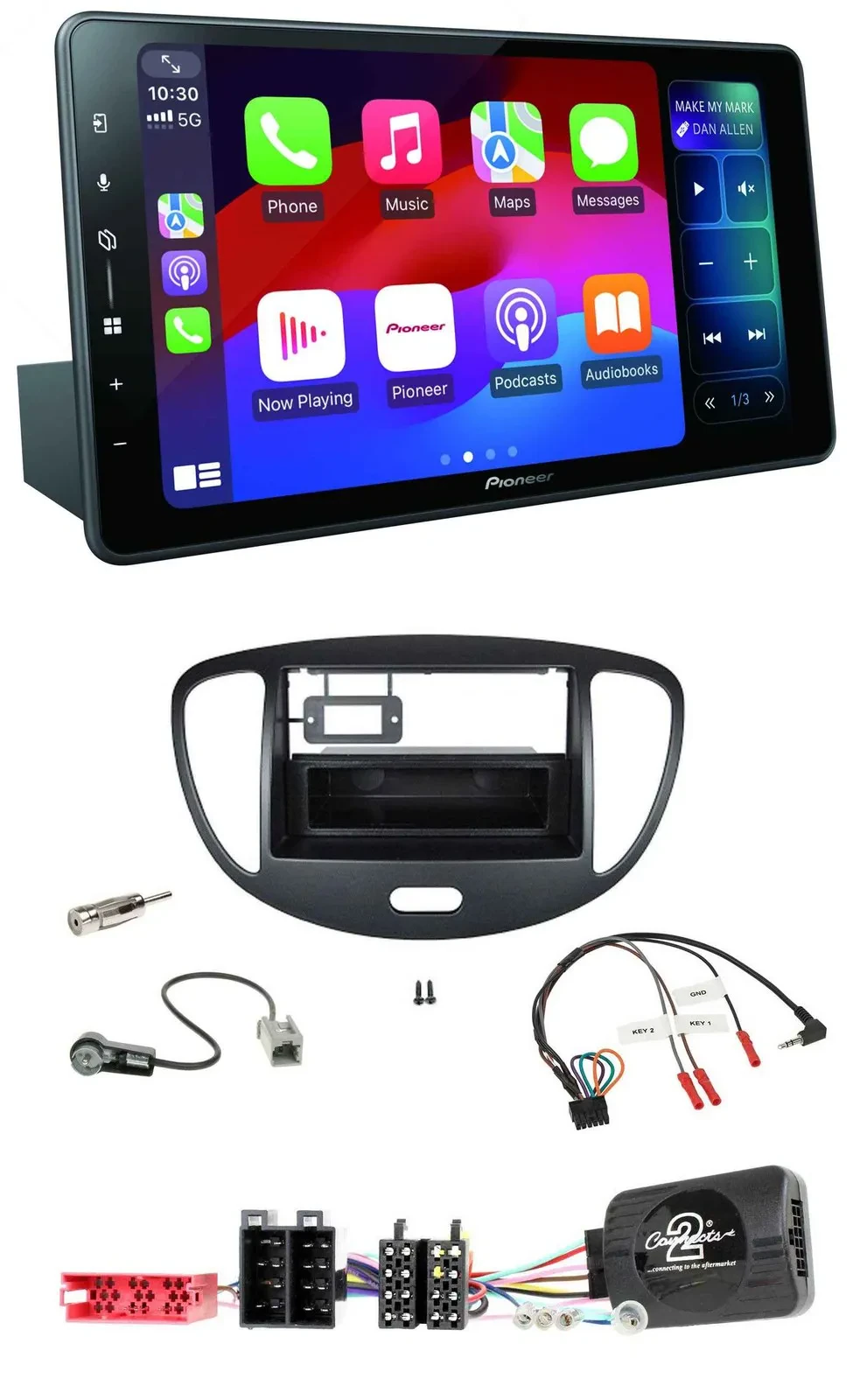 Pioneer Bluetooth DAB Lenkrad USB Autoradio für Hyundai i10 ISO 2009-2013 schwar