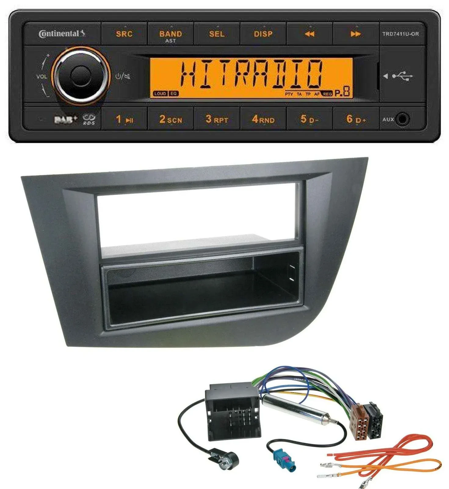 Continental 1DIN DAB MP3 AUX USB Autoradio für Seat Leon (ab 05) - schwarz