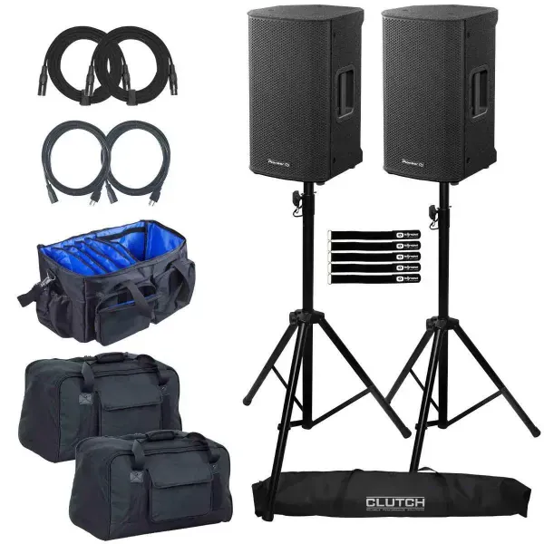 Pioneer DJ XPRS102 10" Active Powered Loudspeakers Pair w Tripod Stands