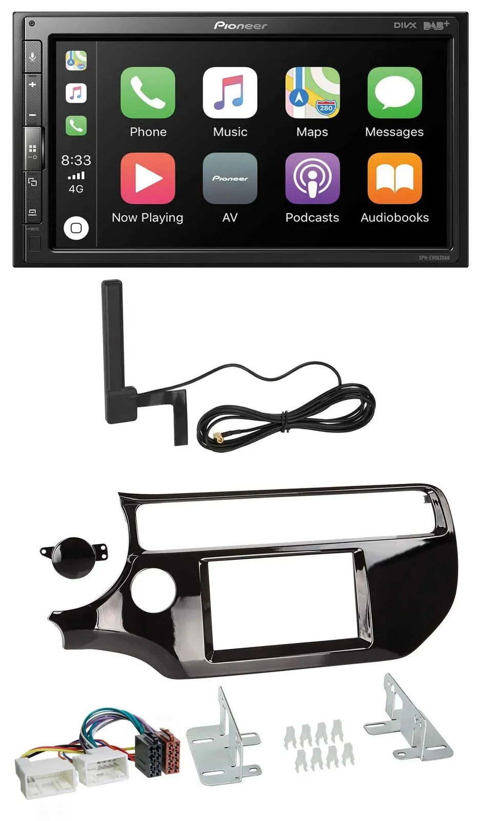 Автомагнитола для Kia Rio UB (с 2015) Pioneer 2-DIN, USB, Bluetooth, DAB, MP3, черный глянец