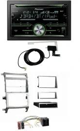 Автомагнитола для Hyundai ix55 2009–2012 Pioneer 2DIN, CD/USB/MP3, Bluetooth, DAB, серебристая