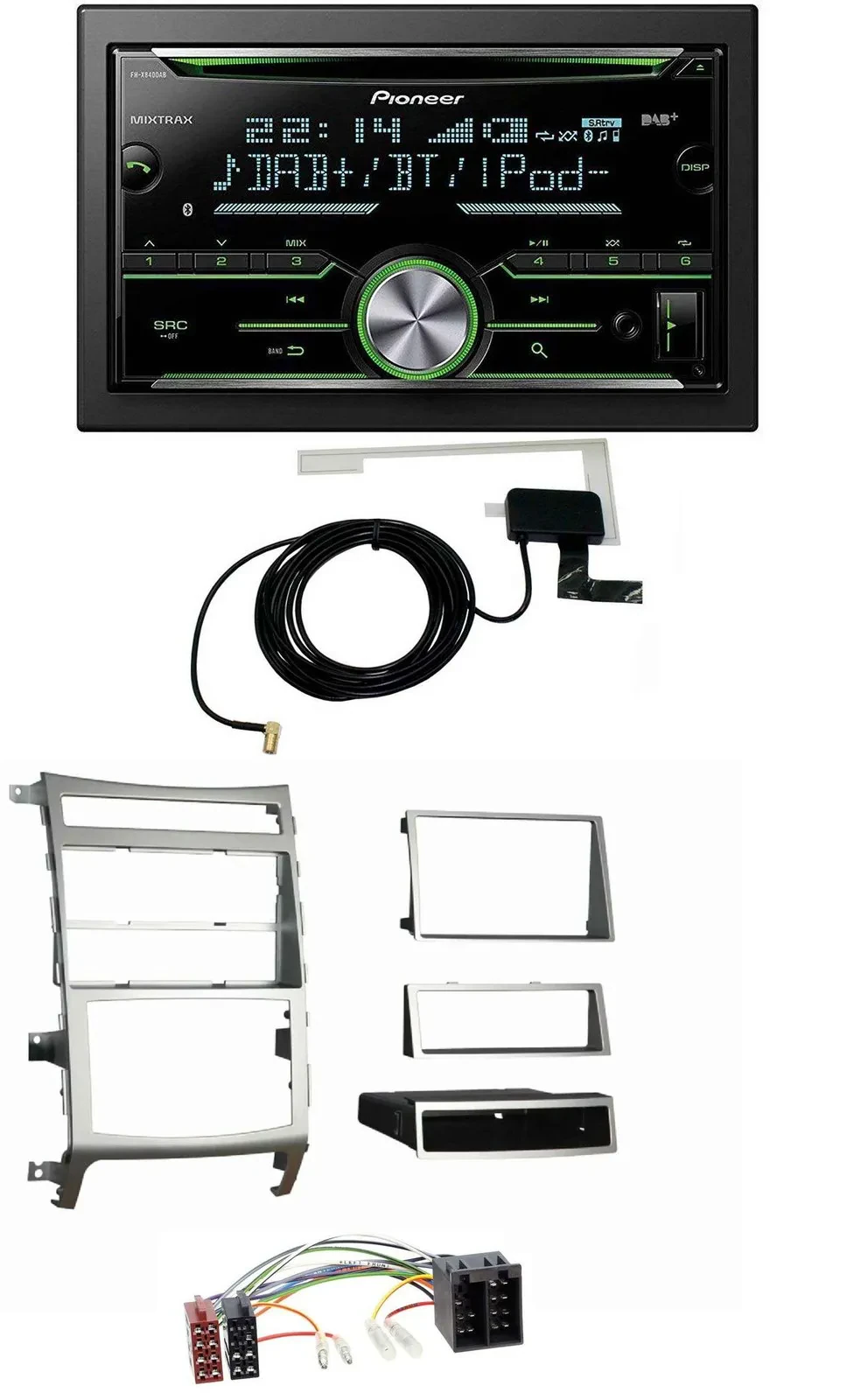 Автомагнитола для Hyundai ix55 2009–2012 Pioneer 2DIN, CD/USB/MP3, Bluetooth, DAB, серебристая