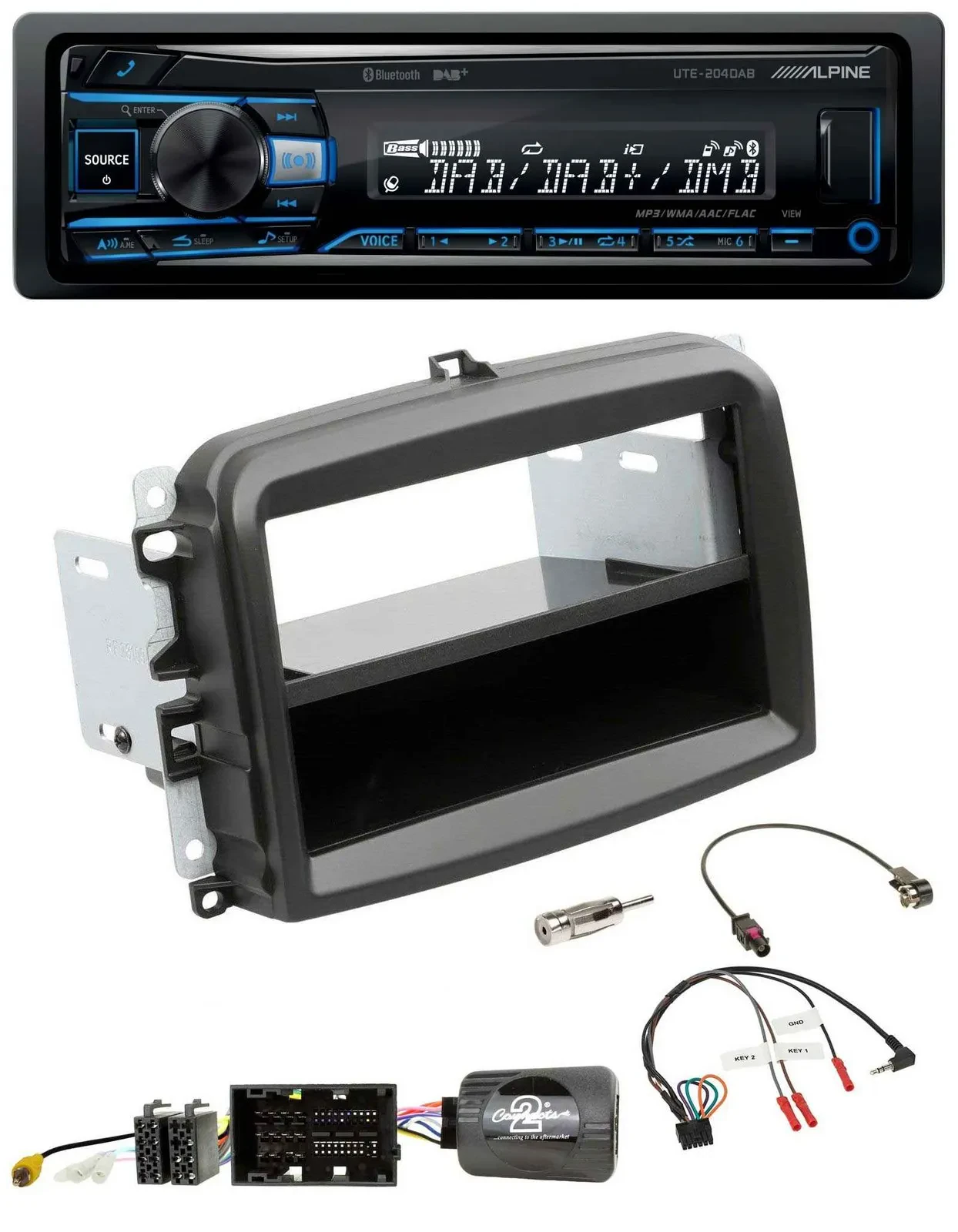 Автомагнитола для Fiat 500L Alpine USB, Bluetooth, DAB, с поддержкой кнопок на руле (с 2012)