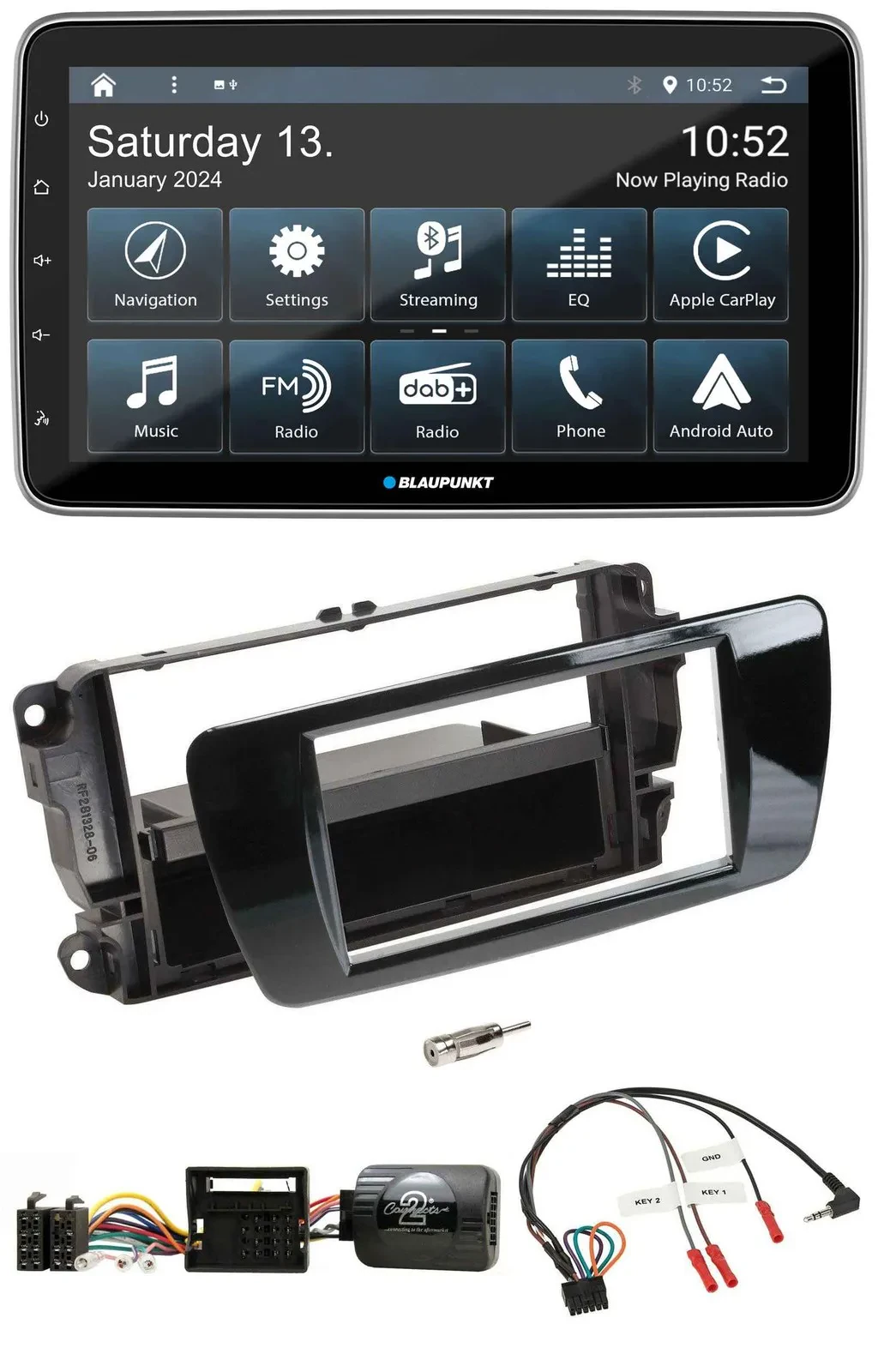 Автомагнитола Blaupunkt USB DAB SD Bluetooth для Seat Ibiza, черный глянец
