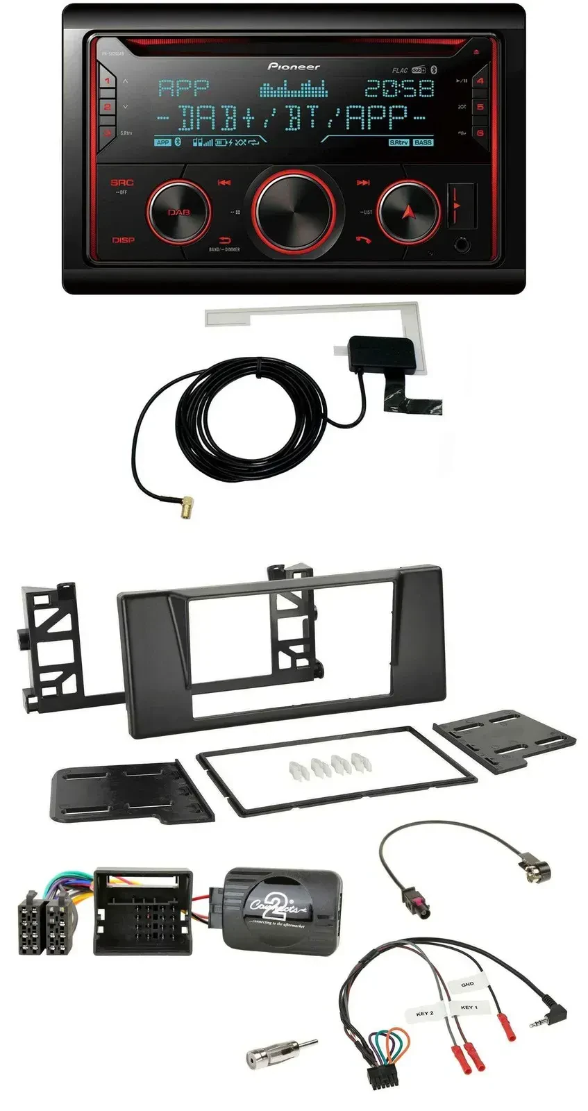 Pioneer 2DIN Lenkrad DAB USB CD Bluetooth Autoradio für BMW 5er E39 01-03 Quadlo