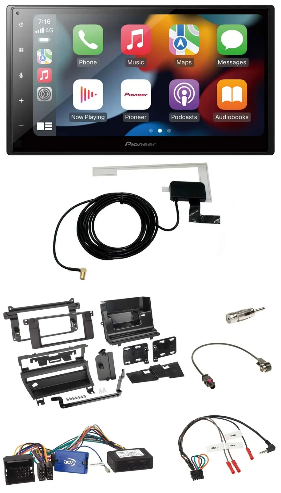 Автомагнитола для BMW 3 Series E46 Pioneer 2DIN USB Bluetooth DAB
