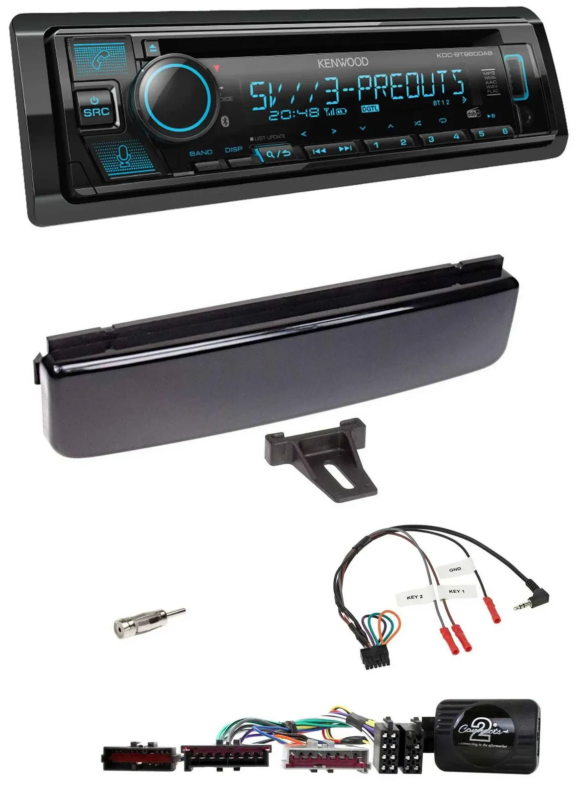 Kenwood Bluetooth USB CD Lenkrad DAB Autoradio für Ford Mondeo Focus piano-schwa