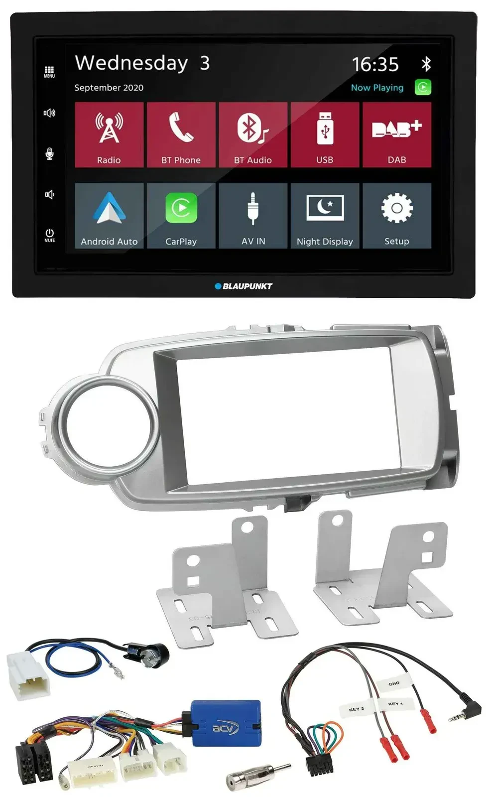 Blaupunkt 2DIN Lenkrad USB Bluetooth DAB Autoradio für Toyota Yaris 2011-2014 si