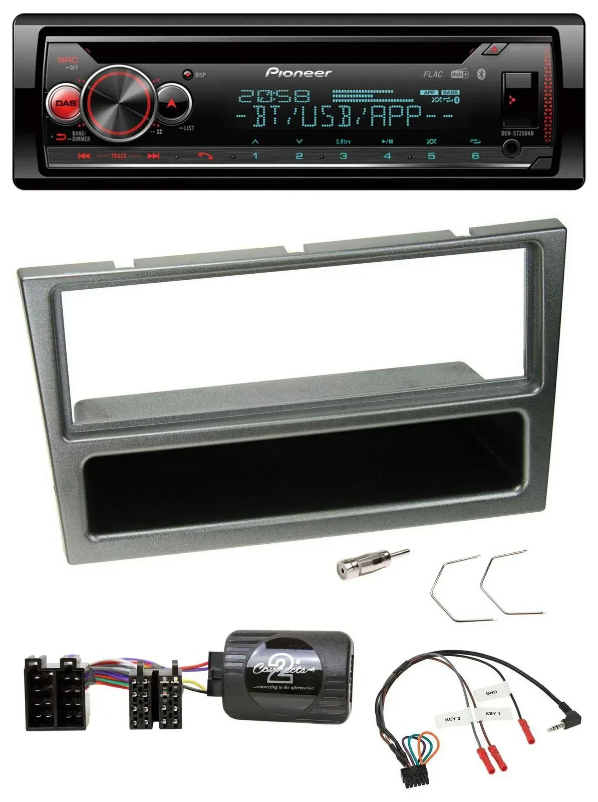 Автомагнитола для Opel Corsa C (2000–2004) Pioneer DAB, CD, Bluetooth, USB, цвет алюминий