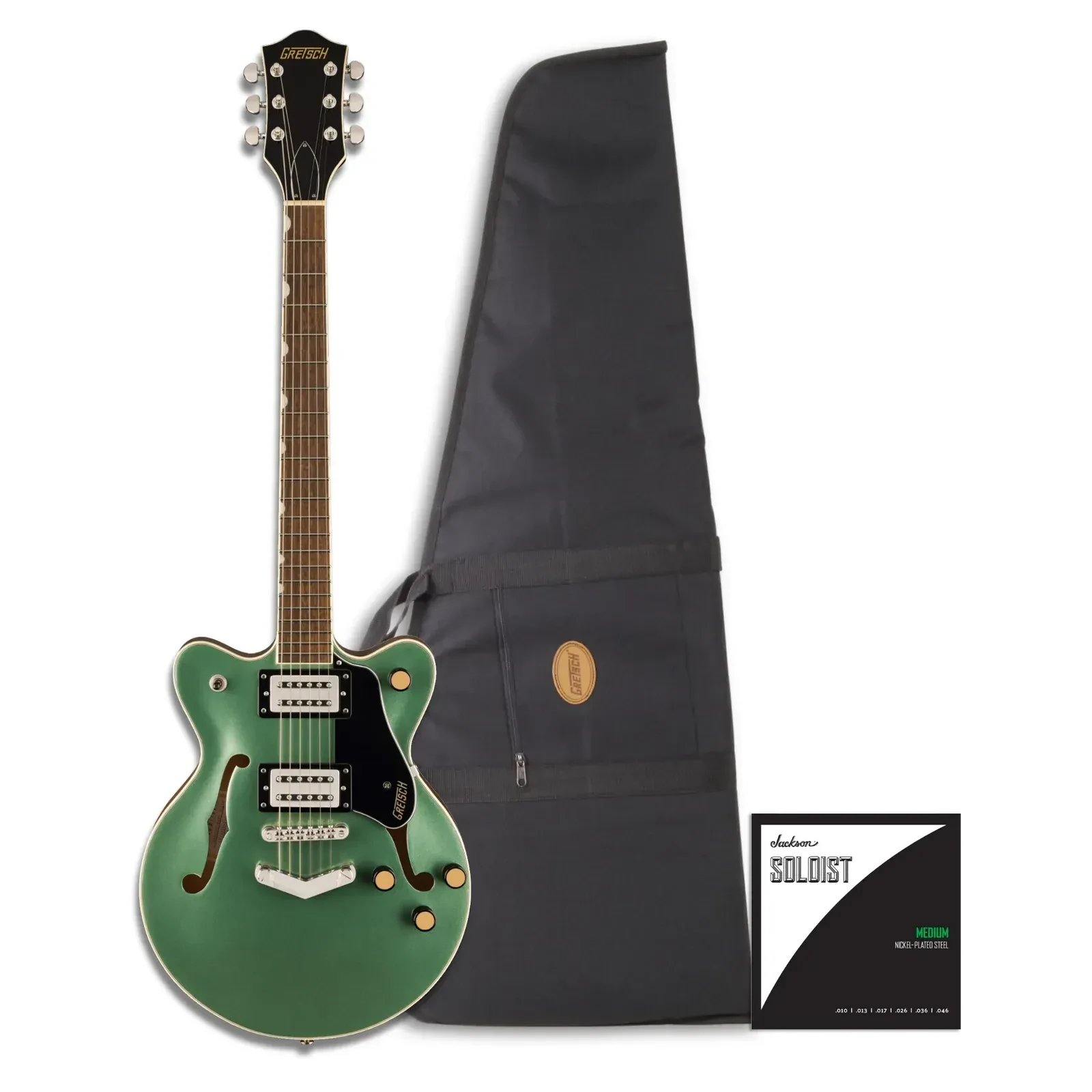 Gretsch G2655 Streamliner Center Block Jr. Steel Olive Electric Guitar Bundle