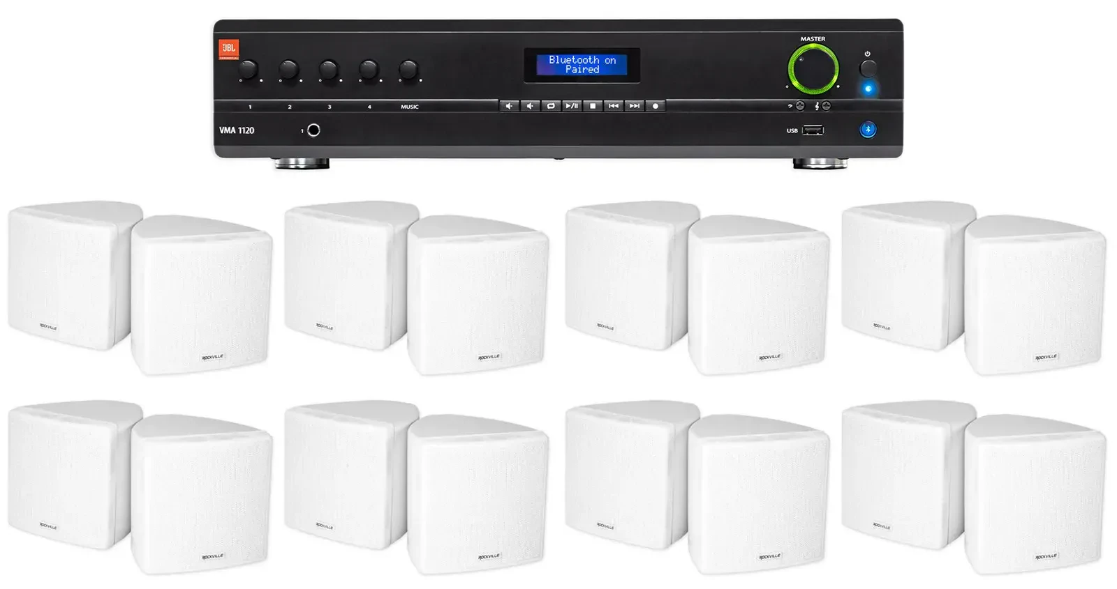 Настенная акустика JBL Cube 70v White с усилителем (16 штук)