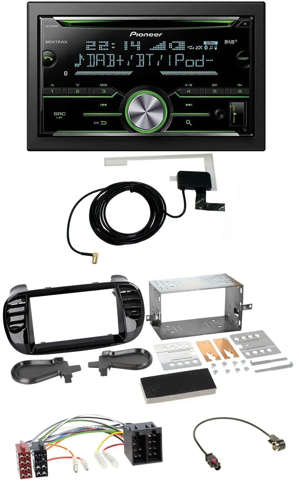 Автомагнитола для Fiat 500 (с 2012) Pioneer 2-DIN, CD/USB/MP3, Bluetooth, DAB, ISO, черный