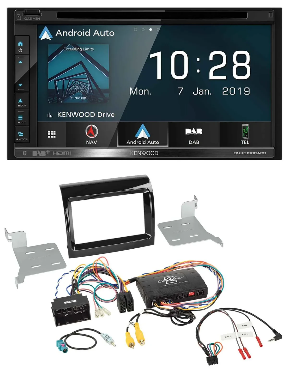 Kenwood DAB TMC USB 2DIN Lenkrad Bluetooth Navigation für Fiat Citroen Peugeot I