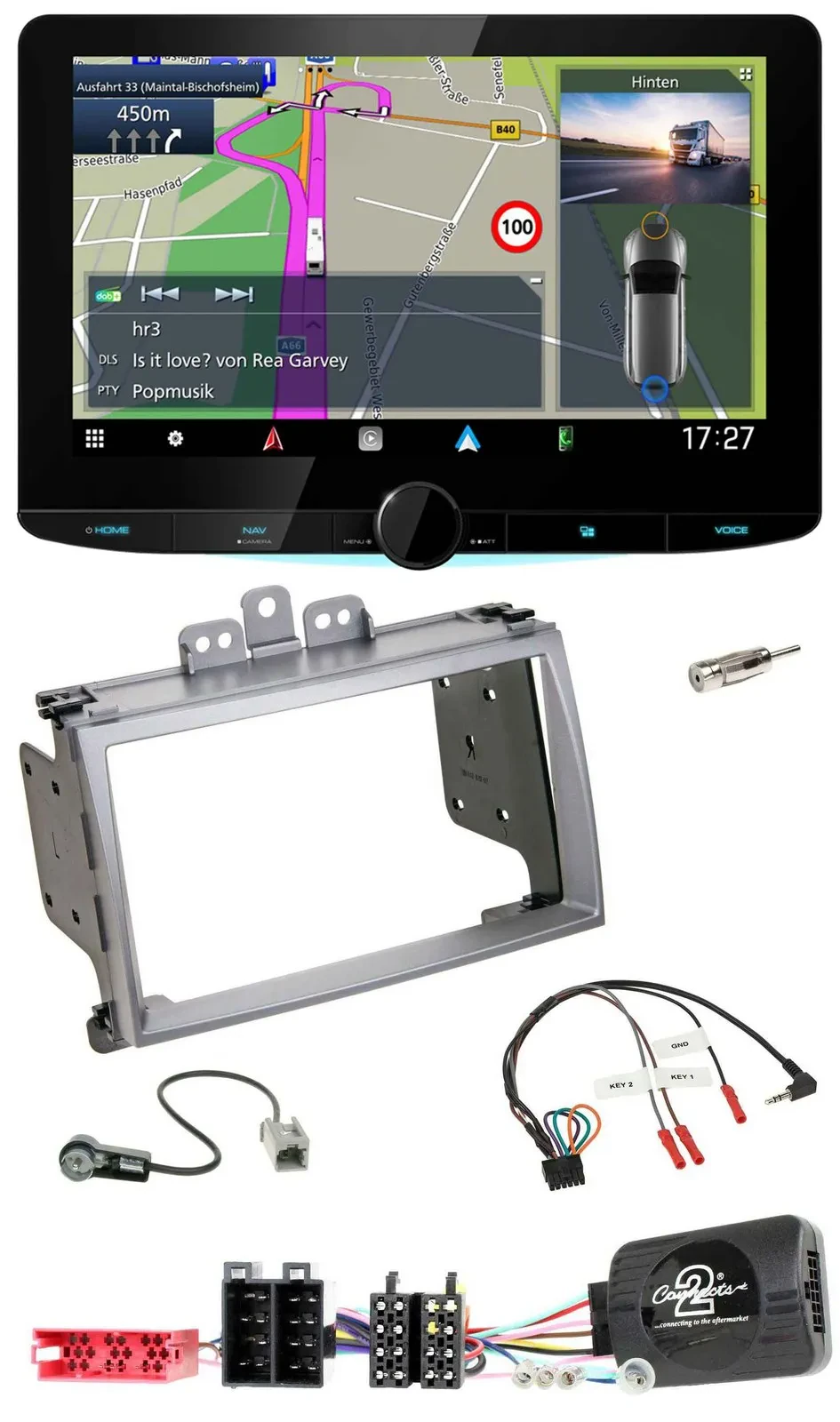 Kenwood Bluetooth DAB TMC 2DIN Lenkrad USB Navigation für Hyundai i20 2009-2012