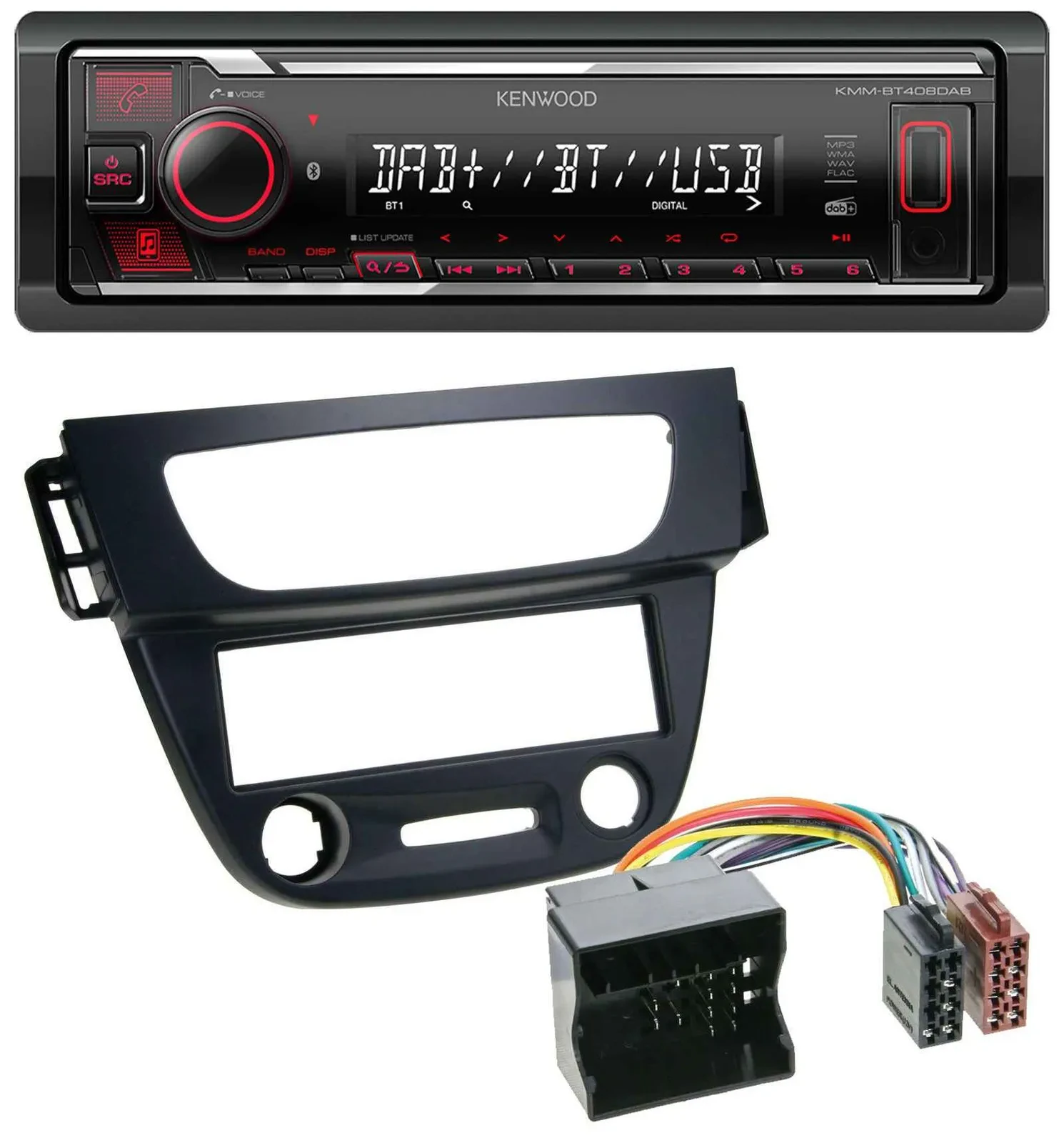 Kenwood MP3 Bluetooth USB DAB Autoradio für Renault Megane 3 09-14 Quadlock schw