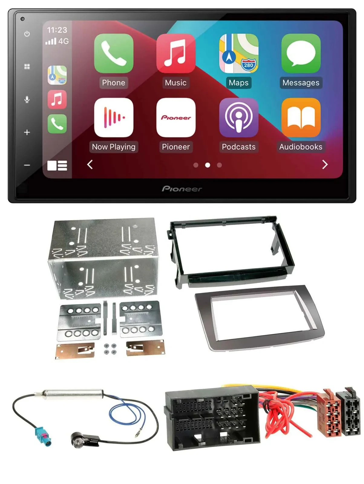 Автомагнитола Pioneer 2-DIN, USB, MP3, DAB, Bluetooth, серебристый, для Alfa Romeo Mito (с 2014, тип 955)