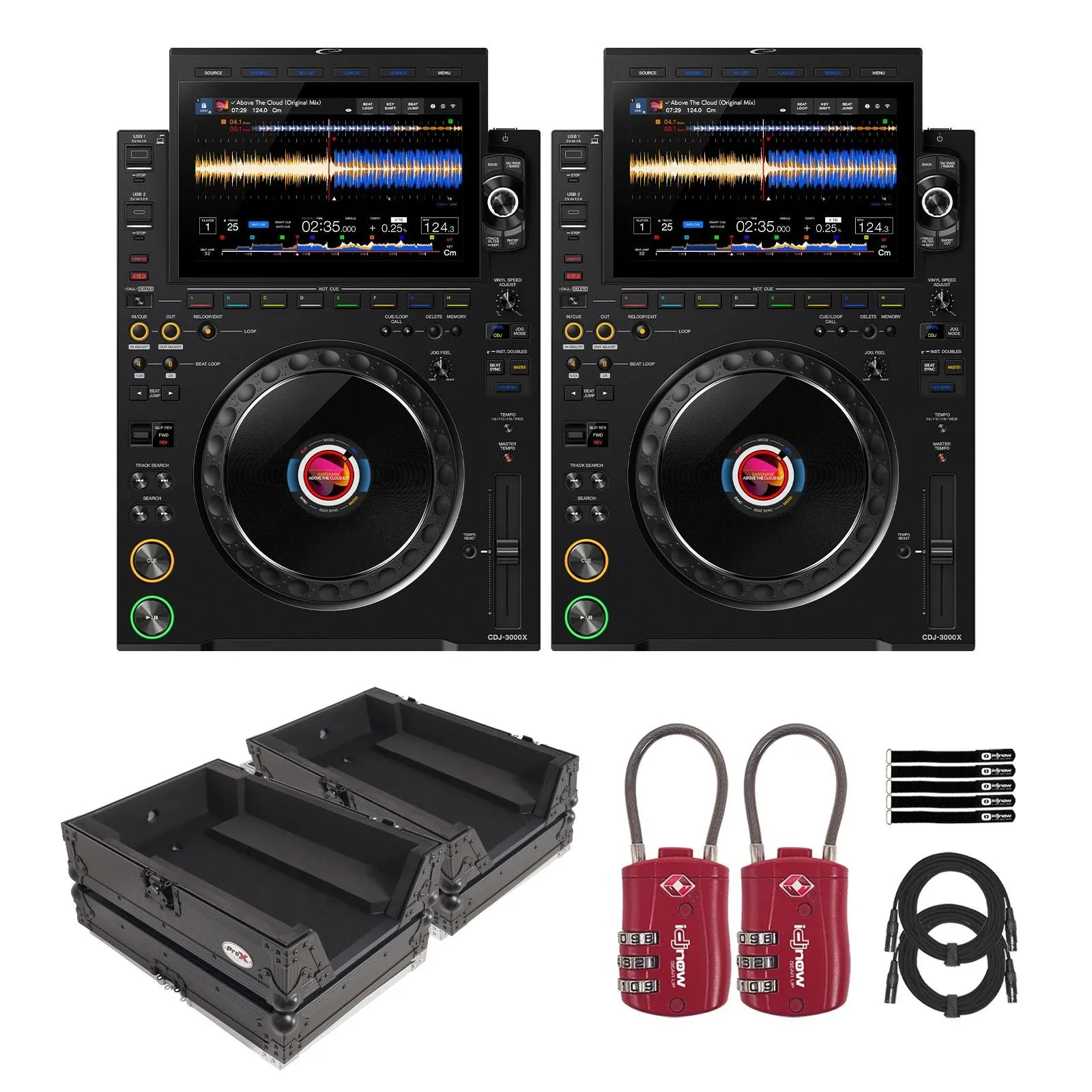 Медиаплеер для DJ AlphaTheta CDJ-3000X (набор, 2 шт.) с XS-CDXBL Black Flight Cases