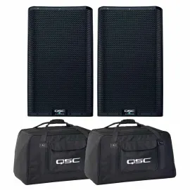 QSC K12.2 K2 Series 2Way 2000W 12" Powered Active Speakers Pair w Totes K12