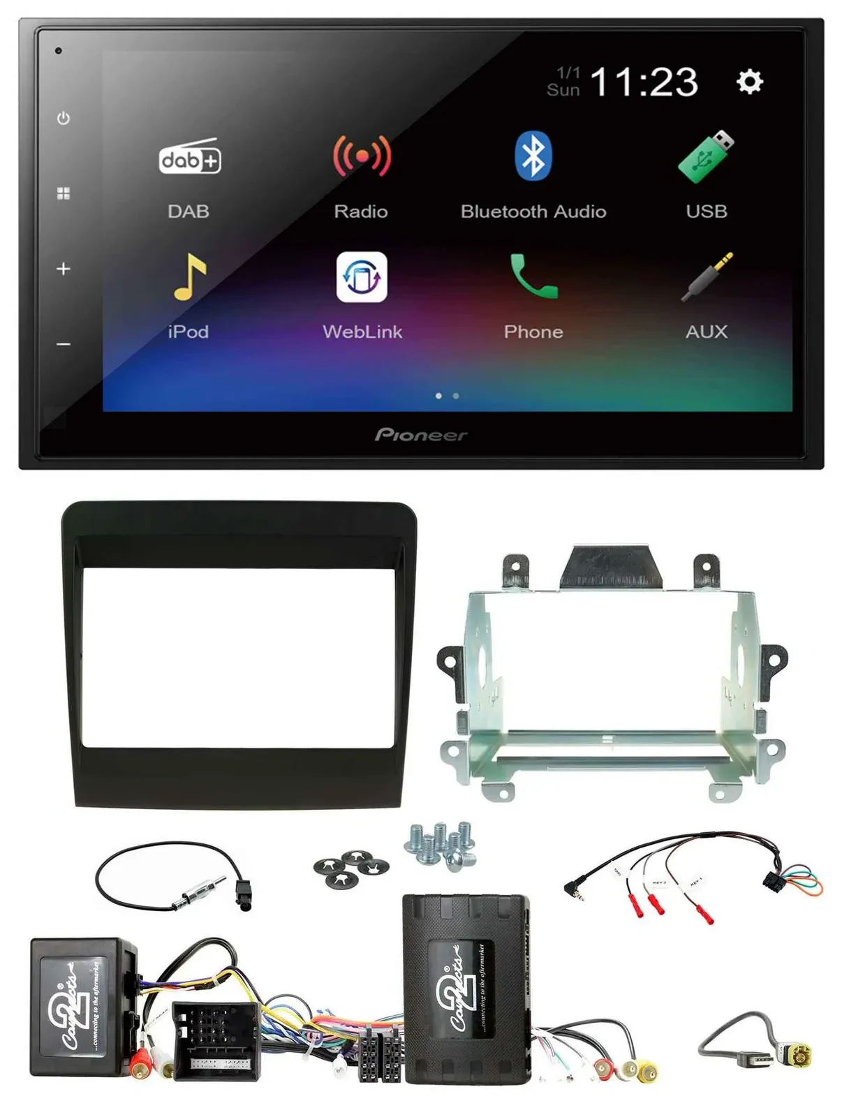 Автомагнитола для Porsche 911 2011–2017 Pioneer 2DIN, USB, Bluetooth, DAB, поддержка кнопок на руле