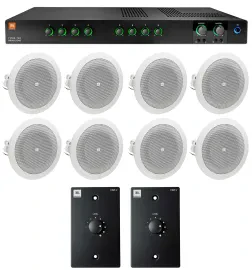 JBL CSMA240 Commercial Amplifier+(8) 4" In-Ceiling Speakers+(2) Wall Controllers