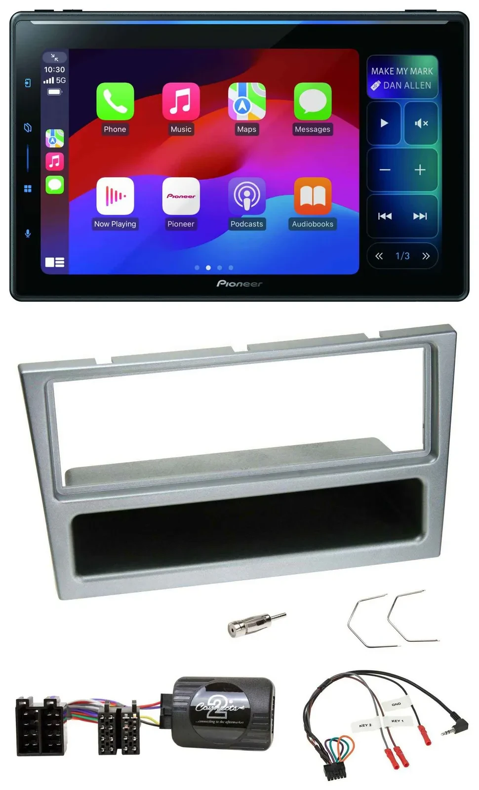 Pioneer Bluetooth DAB Lenkrad USB Autoradio für Opel Corsa C 2000-2004 silber