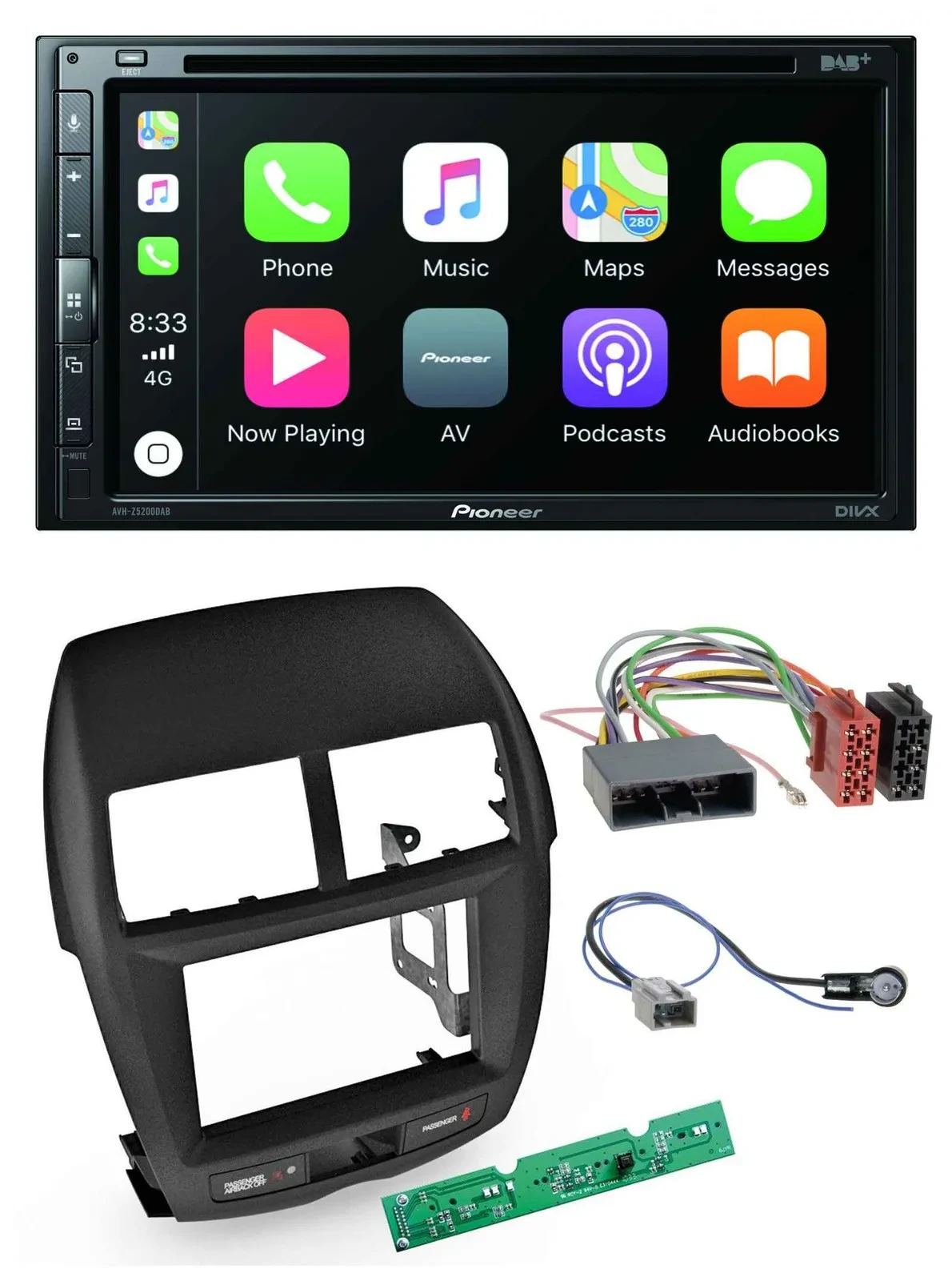 Pioneer DVD 2DIN MP3 DAB Bluetooth USB Autoradio für Mitsubishi ASX 2010-2014