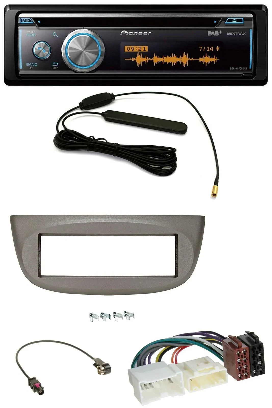 Pioneer CD USB Bluetooth DAB MP3 Autoradio für Renault Twingo ab 2012 beige-grau