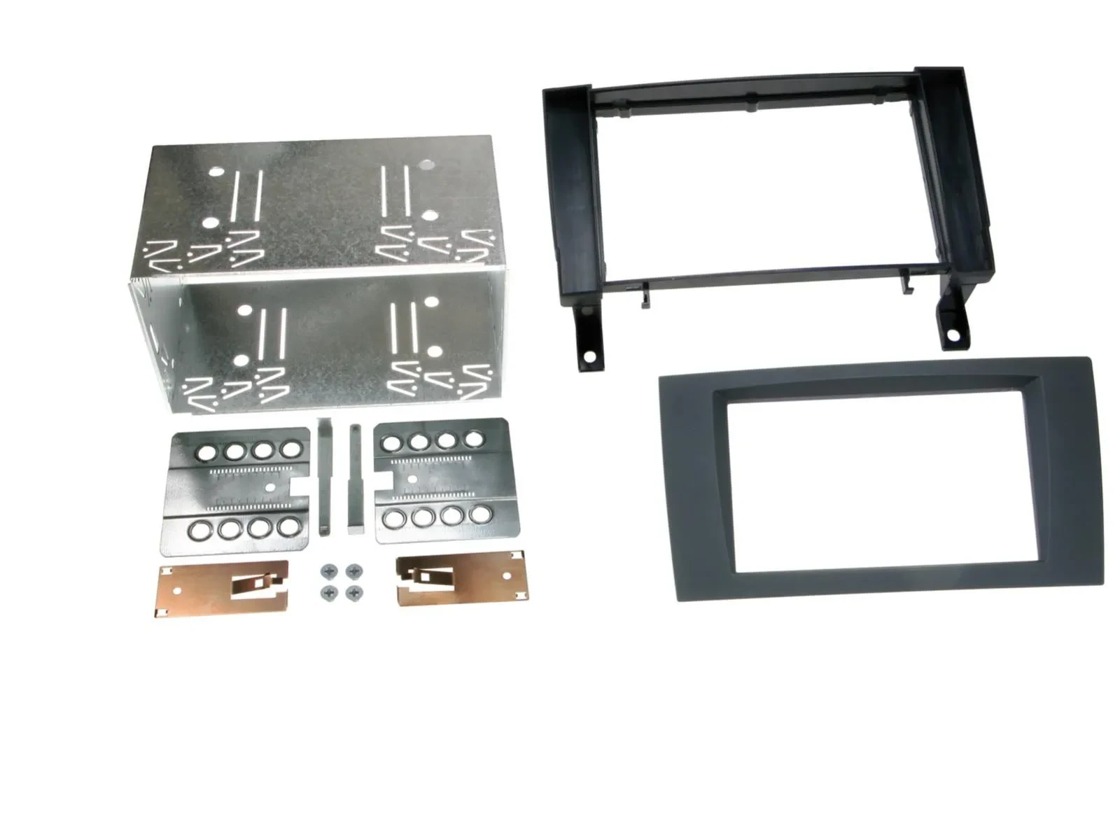 Einbaurahmen Set Doppel DIN Autoradio für Mercedes SLK R171 04-11 Rubber Touch