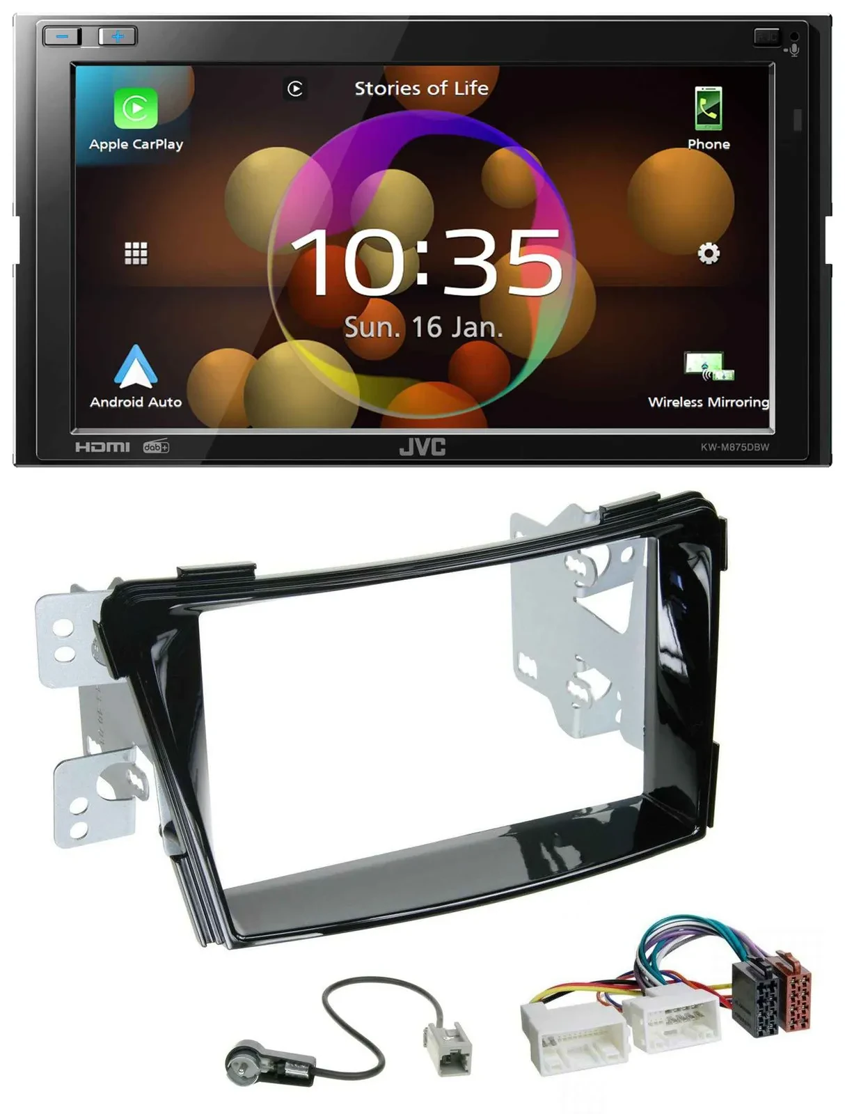 JVC DAB MP3 2DIN Bluetooth USB Autoradio für Hyundai i40 VF ab 11 Klavierlack