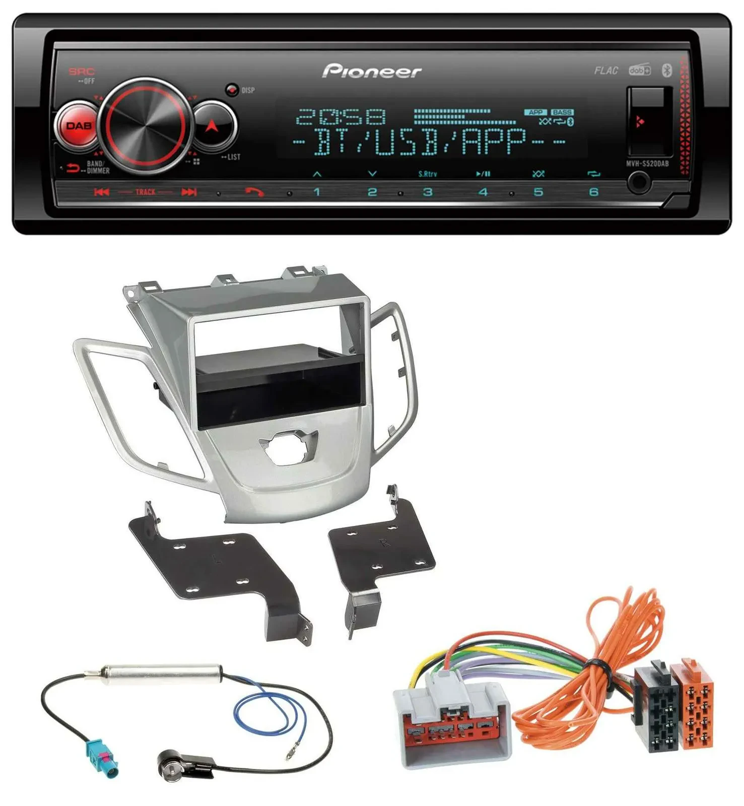 Pioneer Bluetooth USB MP3 DAB Autoradio für Ford Fiesta 08-10 JA8 ohne Display s