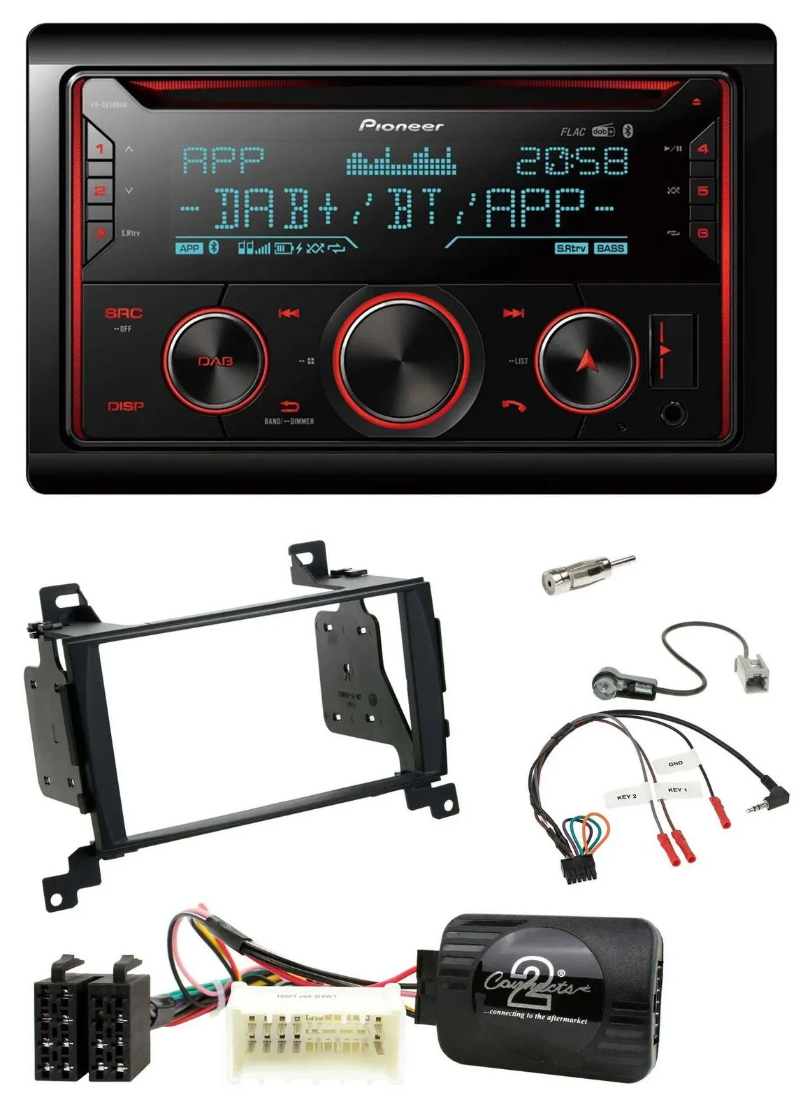 Автомагнитола Pioneer 2-DIN, DAB, Bluetooth, USB, CD, поддержка кнопок на руле, для Hyundai Santa Fe (2007–2012)