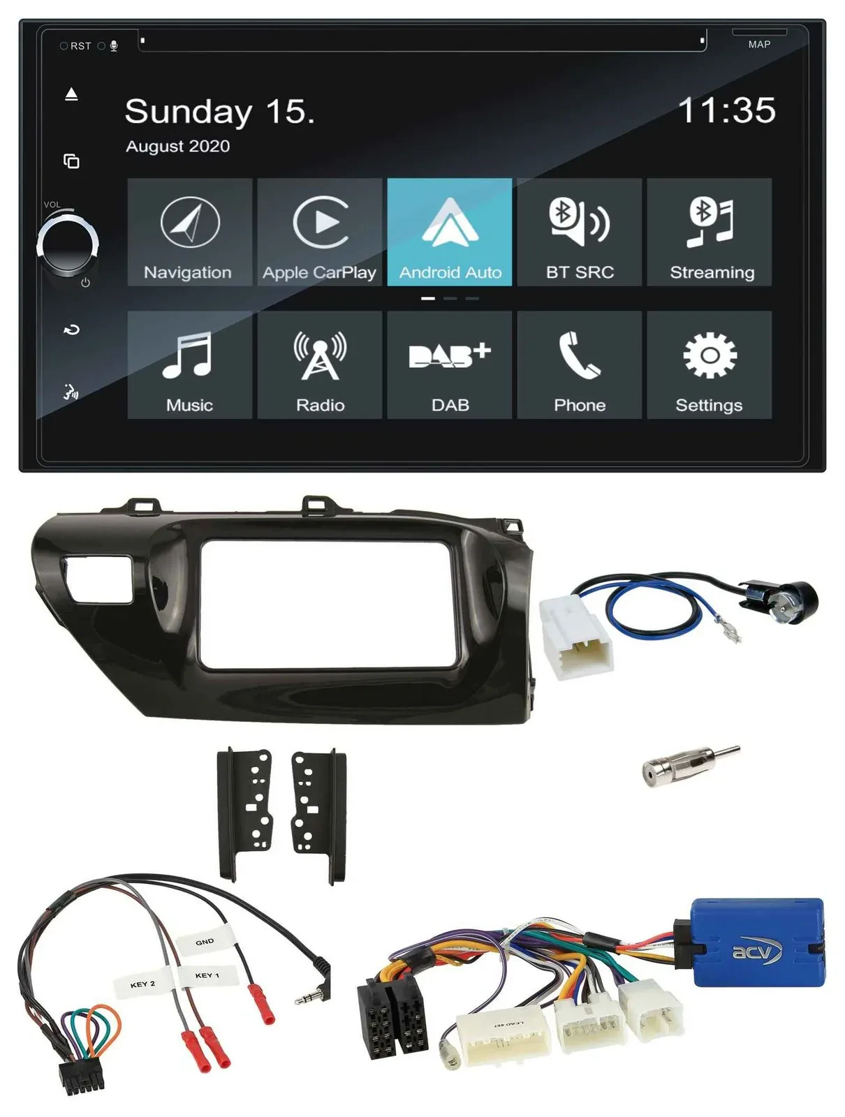 Blaupunkt 2DIN Lenkrad TMC Bluetooth USB DAB Navigation für Toyota Hilux 2015-20