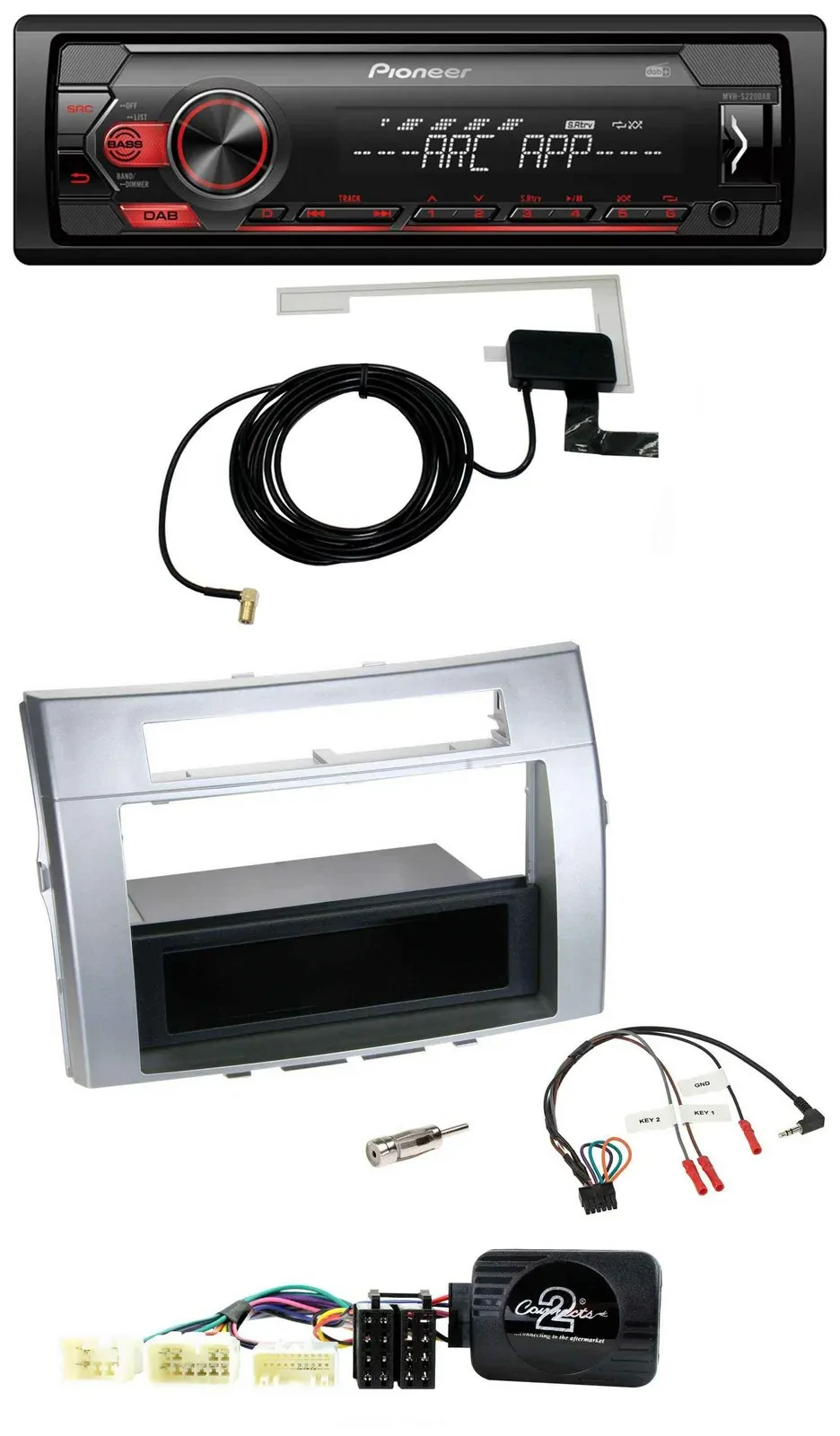 Pioneer 1DIN USB DAB MP3 Lenkrad Autoradio für Toyota Corolla Verso 2004-2007 si