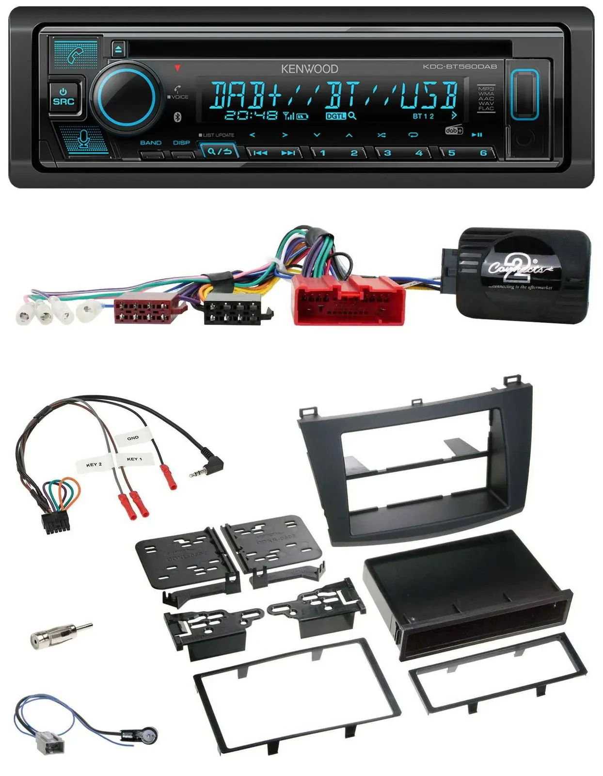 Kenwood Bluetooth DAB CD Lenkrad USB Autoradio für Mazda 3 2009-2013 Can-Bus