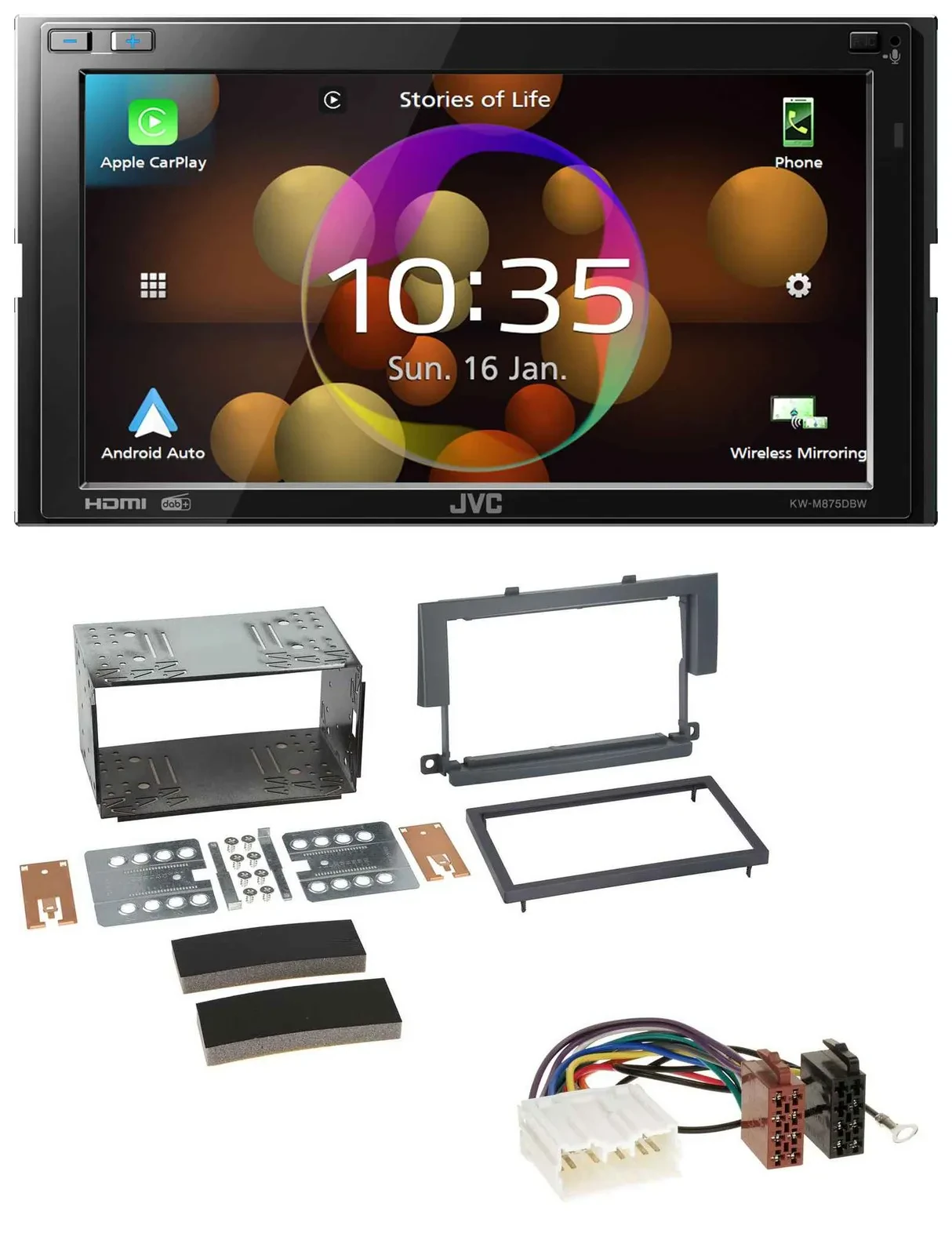 JVC DAB MP3 2DIN Bluetooth USB Autoradio für Mitsubishi Colt 2004-2009