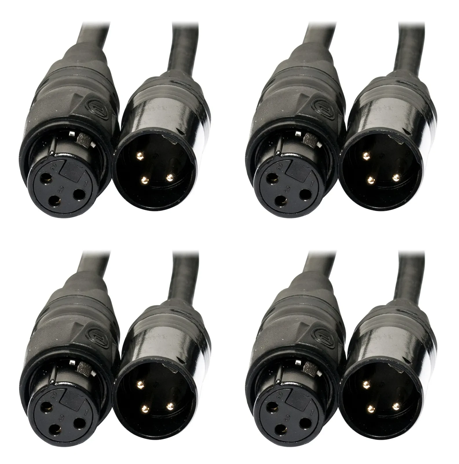4) American DJ STR300 IP65 Outdoor 1.64 Foot 3-Pin Male To Female DMX XLR Cables