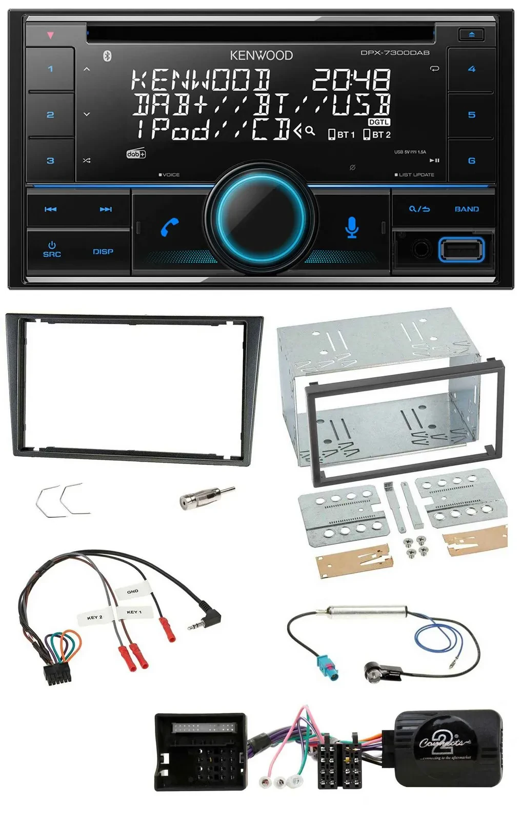 Kenwood CD 2DIN DAB USB Lenkrad Bluetooth Autoradio für Opel Tigra Corsa C Meriv