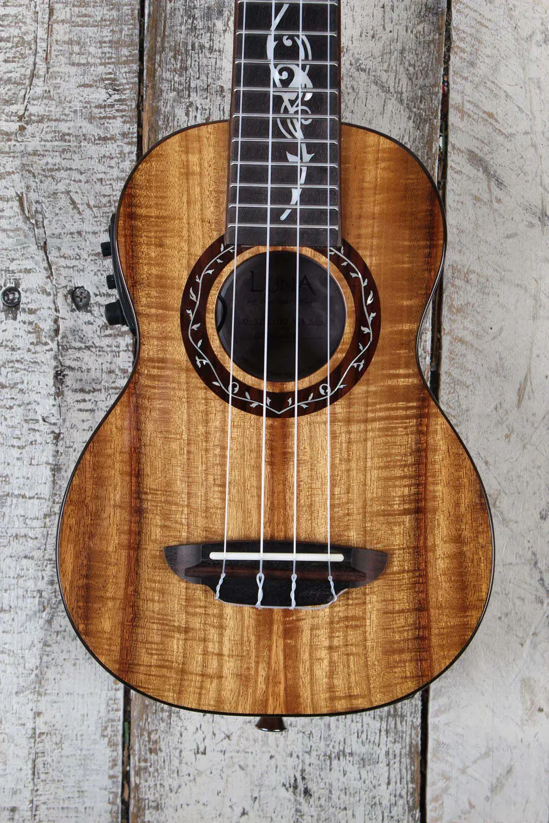 Luna Uke Vineyard Koa Soprano Acoustic Electric Ukulele with Gig Bag