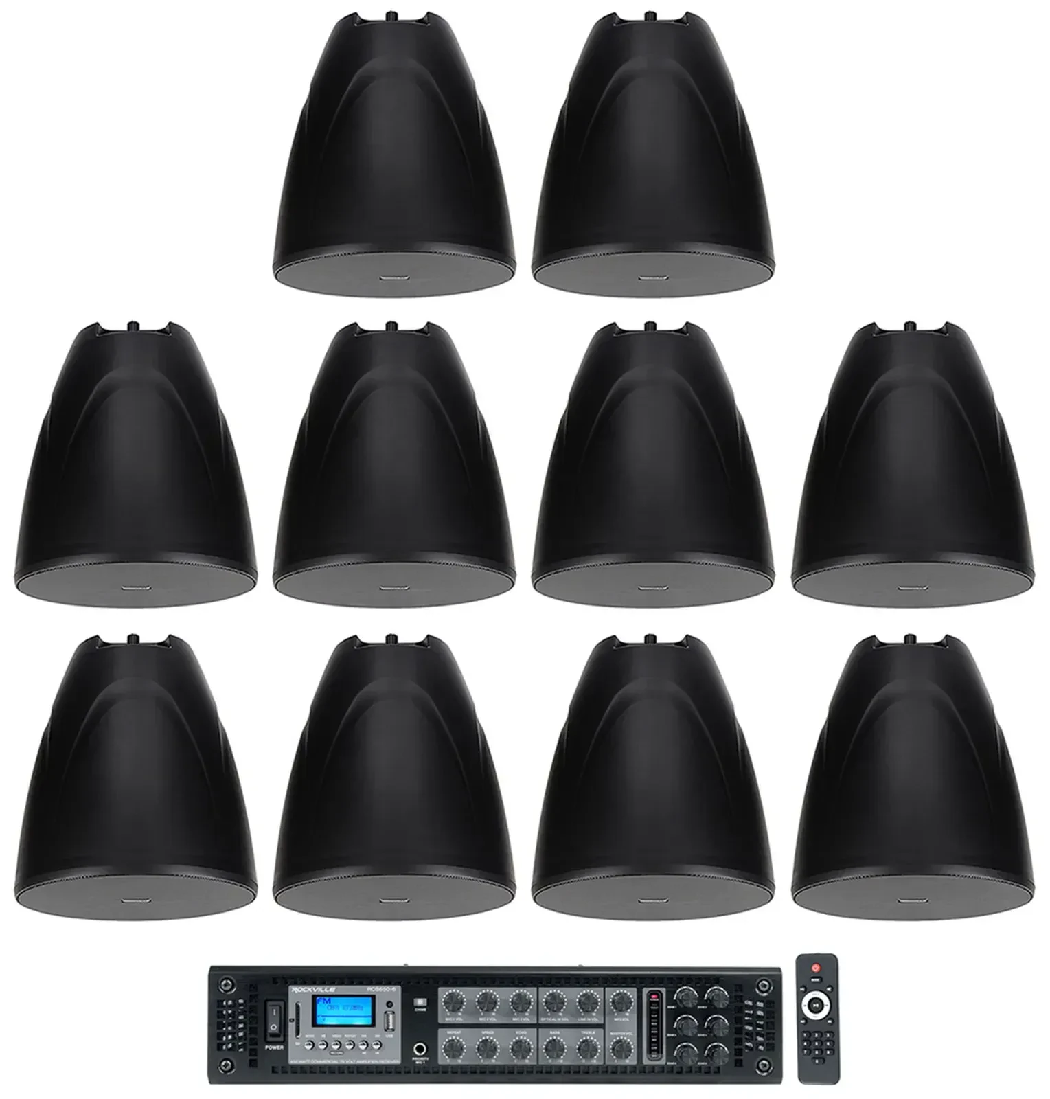 Потолочная акустика Rockville PEN-80T Black с усилителем (10 штук)