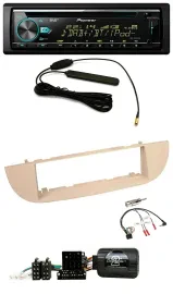 Pioneer CD MP3 Lenkrad DAB USB Autoradio für Fiat 500 ab 2007 perlgrau beige