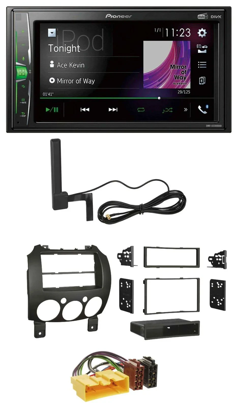 Pioneer MP3 DAB AUX 2DIN Bluetooth Autoradio für Mazda 2 (ab 2007)