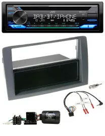 JVC Bluetooth Lenkrad USB DAB CD Autoradio für Fiat Idea 2006-2011 grau