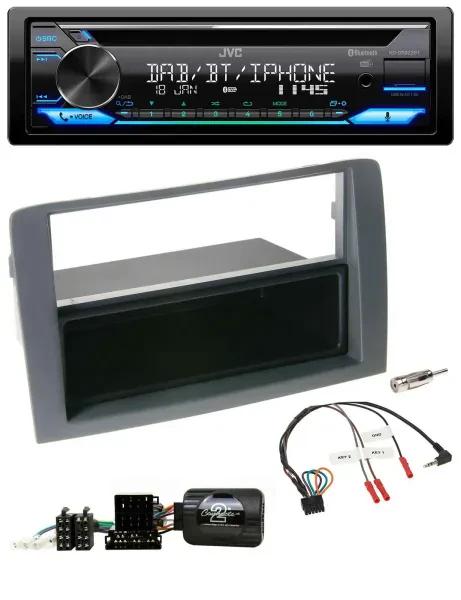 JVC Bluetooth Lenkrad USB DAB CD Autoradio für Fiat Idea 2006-2011 grau
