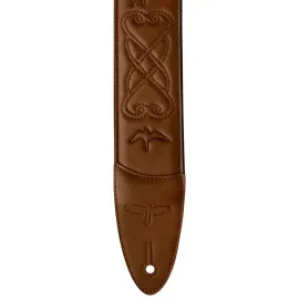 PRS 2.4" Padded Guitar Strap w/RAS, Custom Leather (Faux) Birds, Tan
