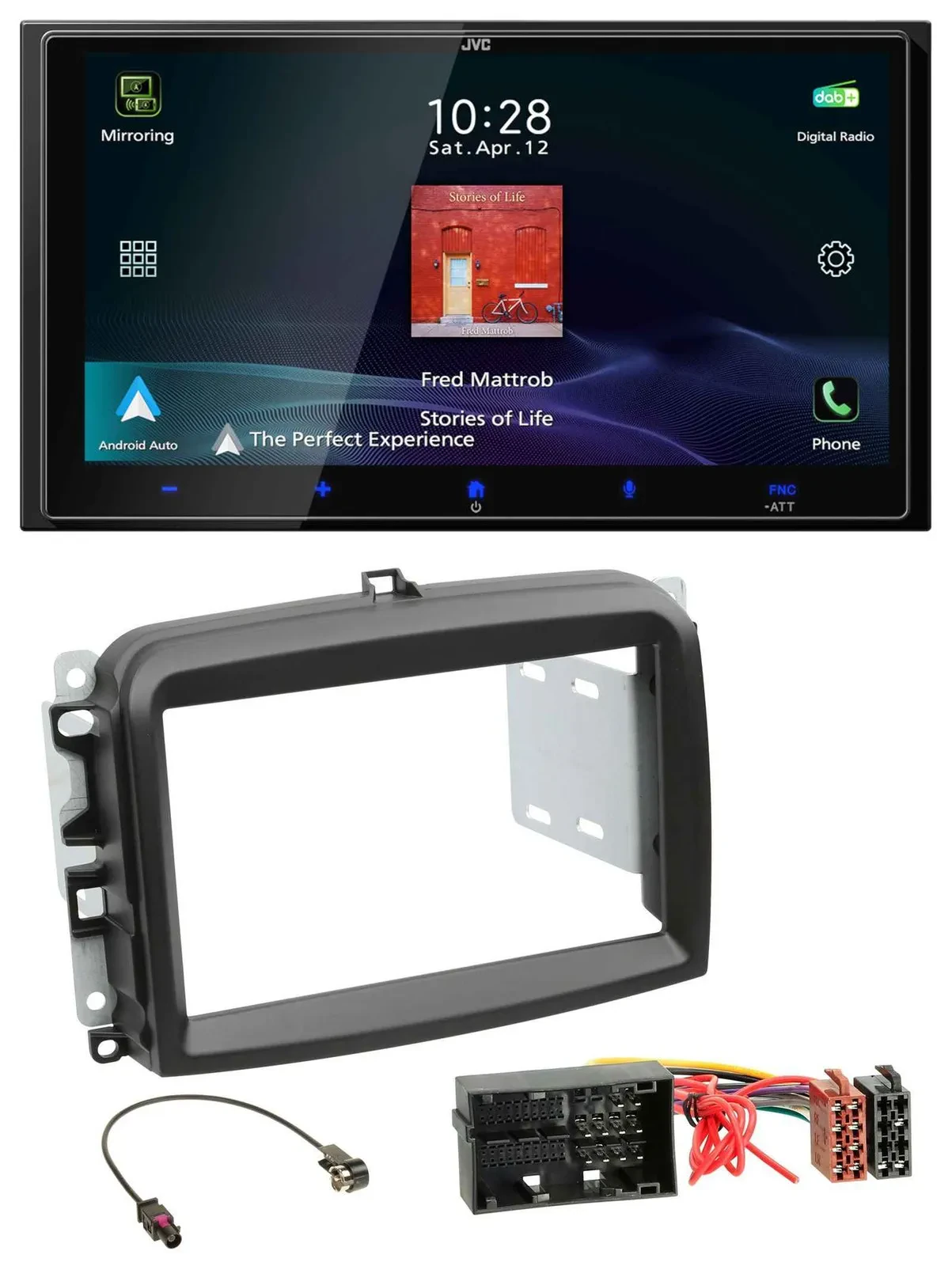 JVC USB Bluetooth 2DIN DAB MP3 Autoradio für Fiat 500 L (ab 2012)