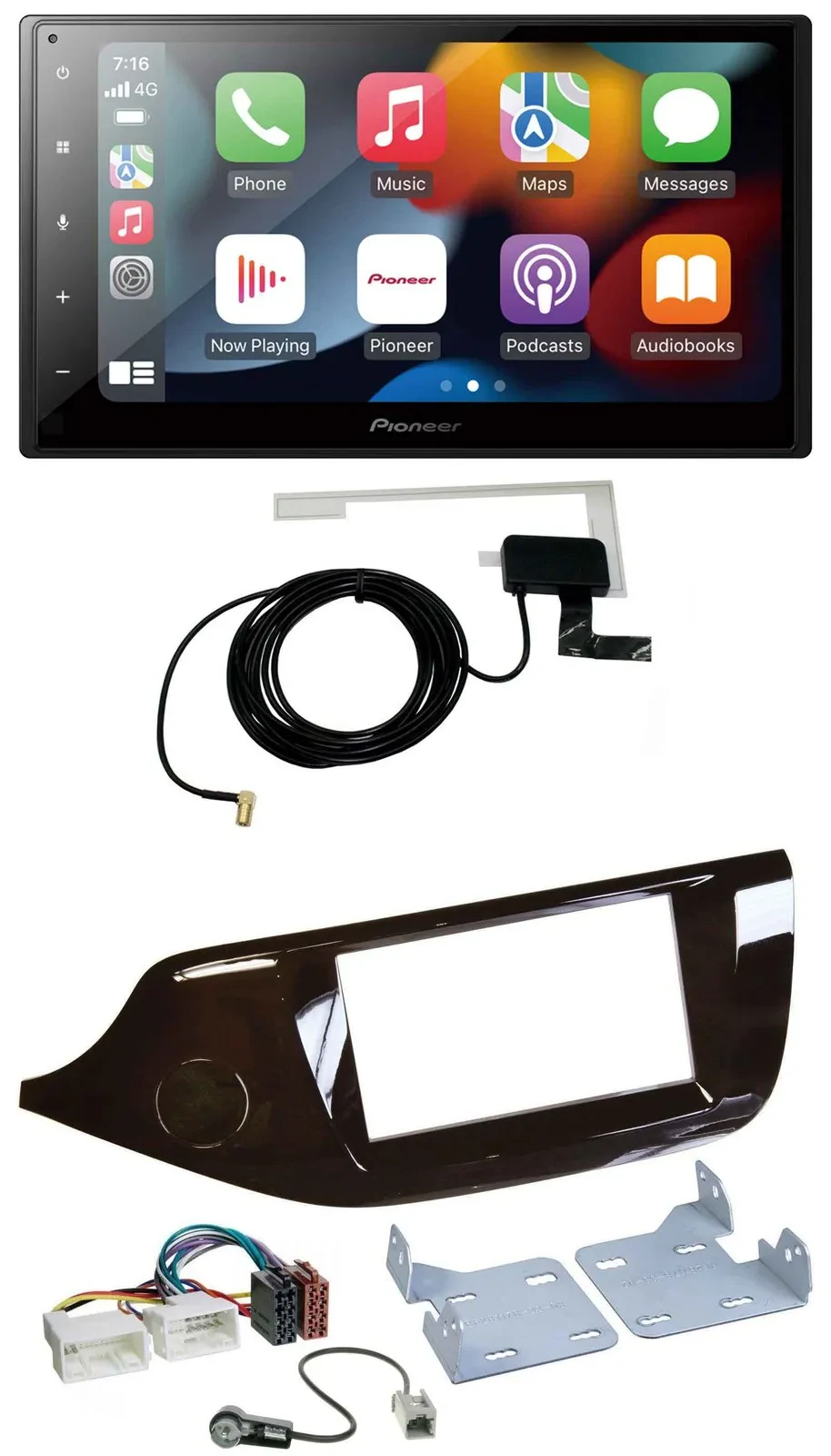 Автомагнитола Pioneer 2DIN, MP3, USB, Bluetooth, DAB, для Kia Ceed (с 2012), глянцевая