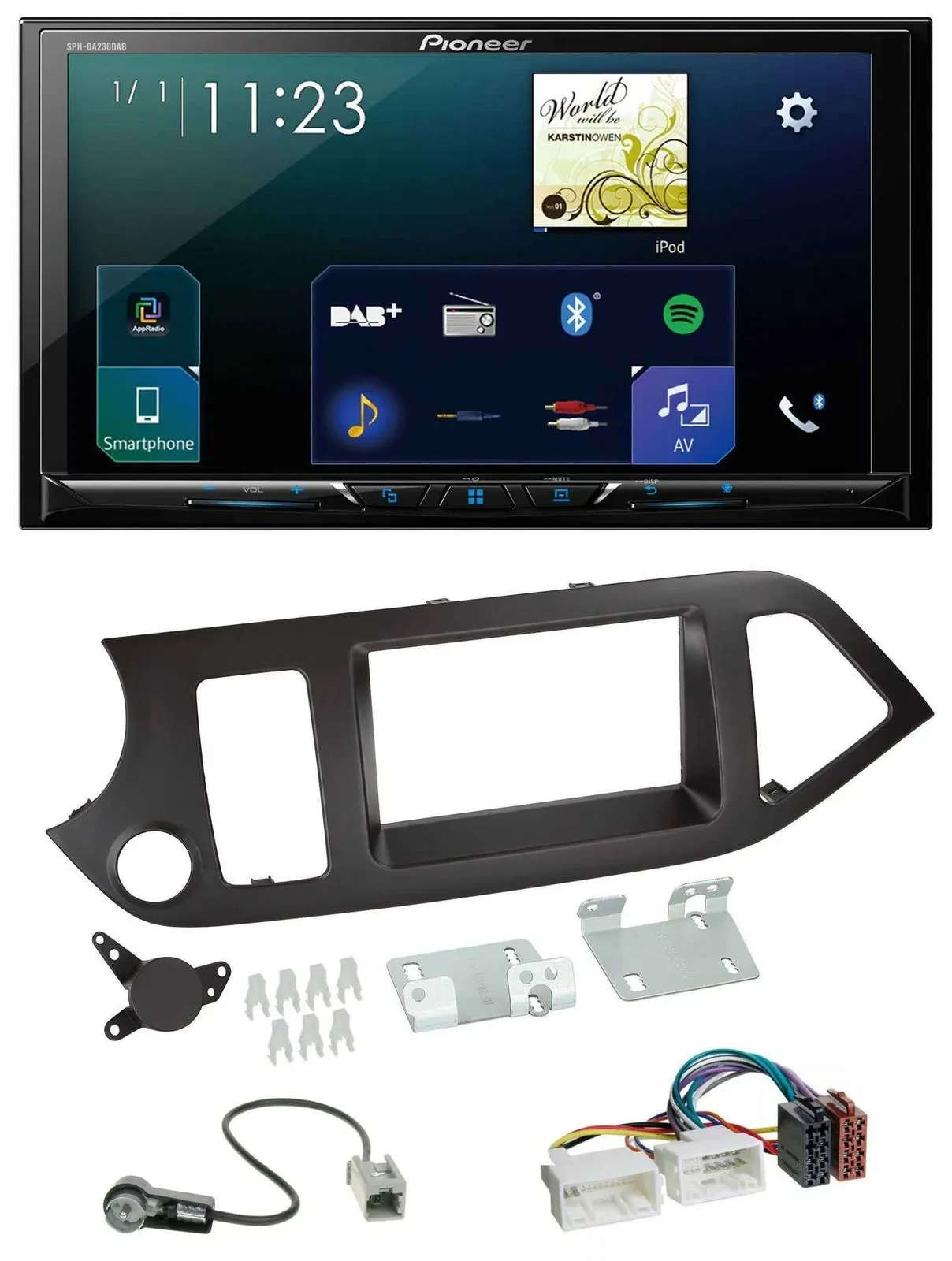 Автомагнитола для Kia Picanto Pioneer 2-DIN, Bluetooth, USB, DAB (с 2011, без старт-стоп)